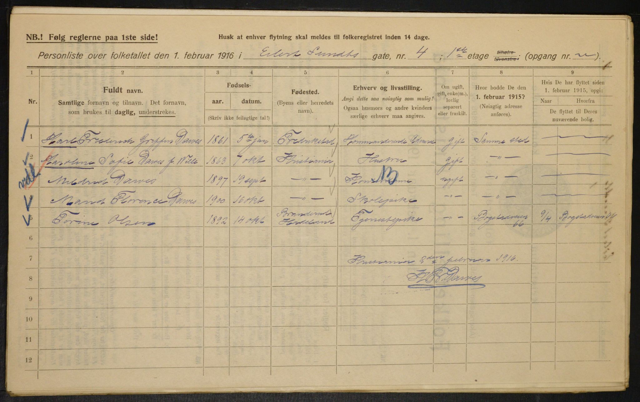 OBA, Municipal Census 1916 for Kristiania, 1916, p. 19195