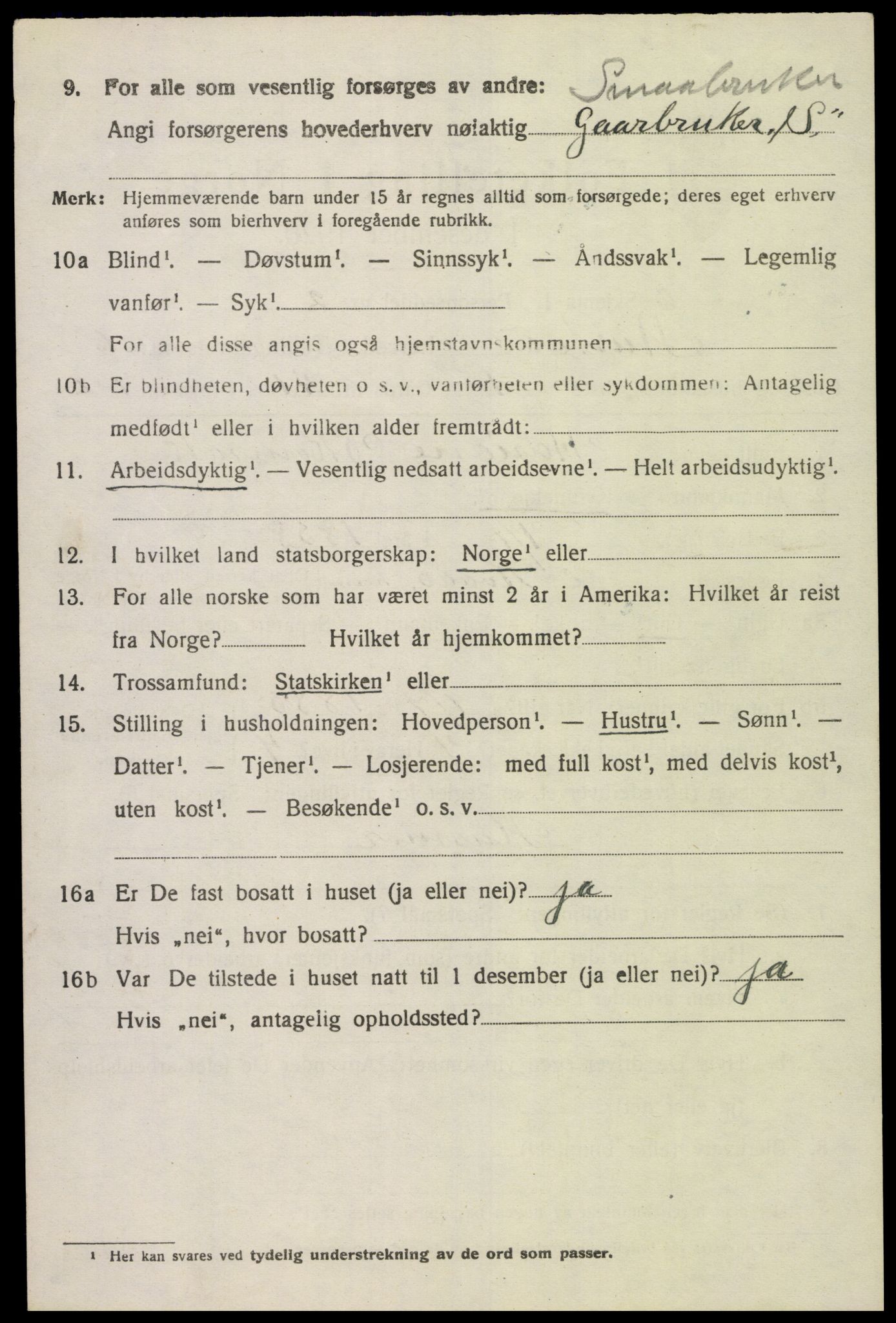 SAK, 1920 census for Austad, 1920, p. 1878