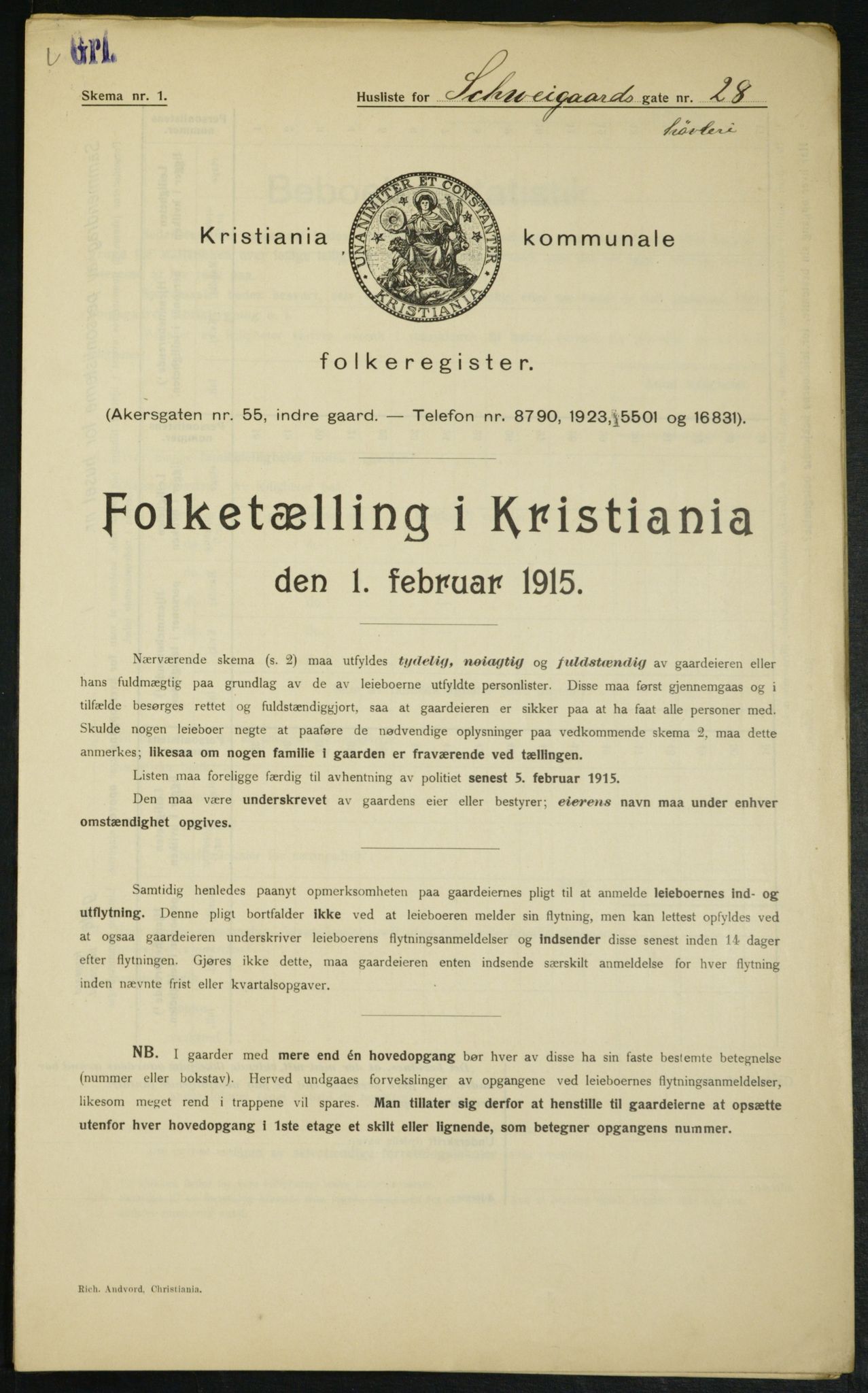 OBA, Municipal Census 1915 for Kristiania, 1915, p. 90454