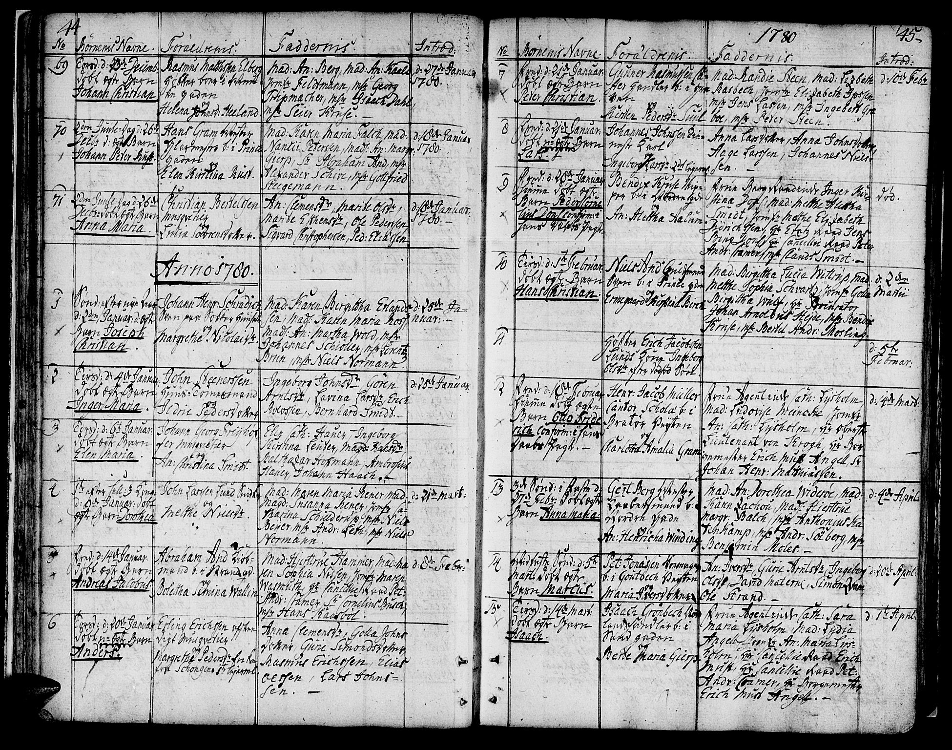 Ministerialprotokoller, klokkerbøker og fødselsregistre - Sør-Trøndelag, SAT/A-1456/602/L0104: Parish register (official) no. 602A02, 1774-1814, p. 44-45