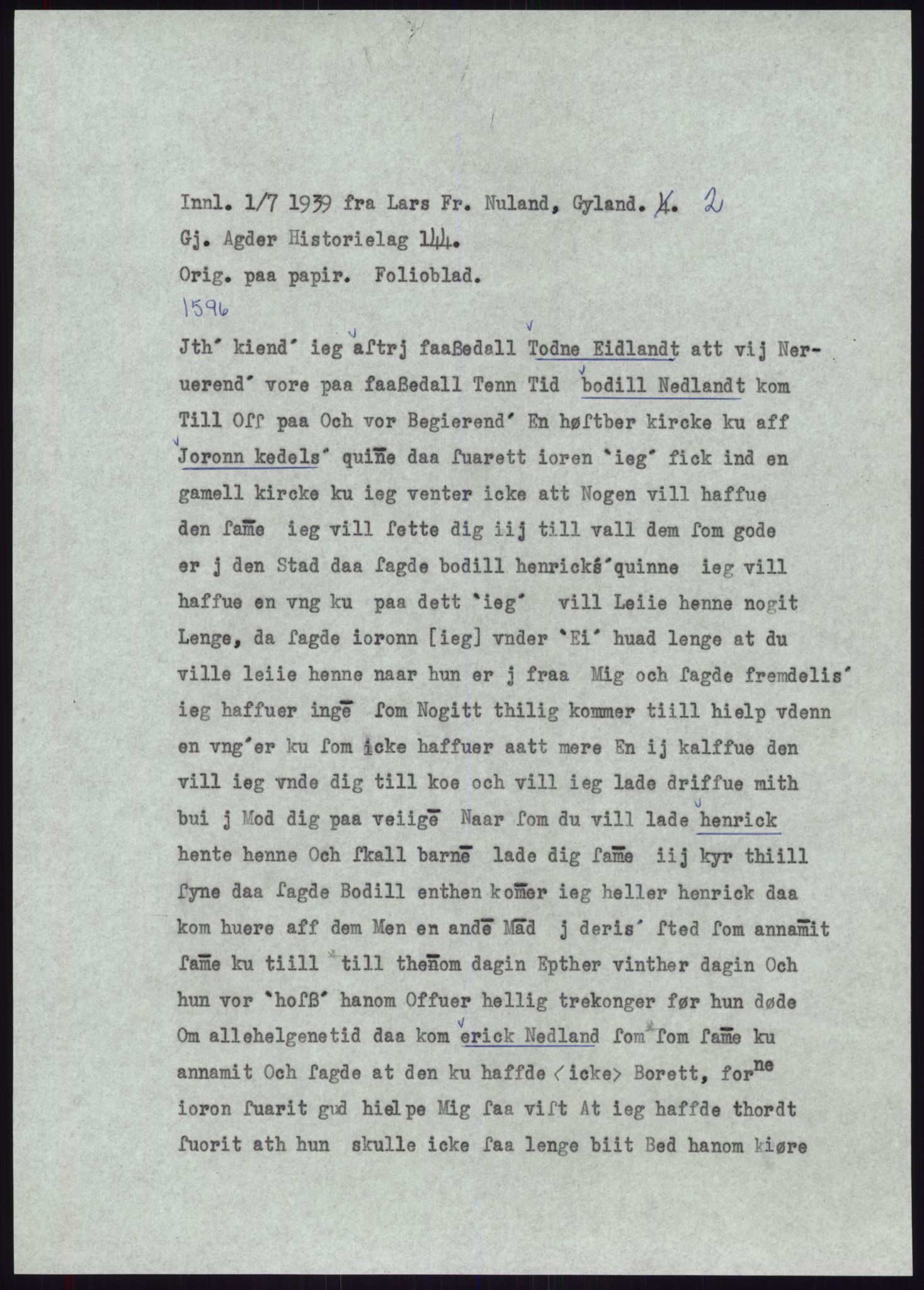 Samlinger til kildeutgivelse, Diplomavskriftsamlingen, RA/EA-4053/H/Ha, p. 2087