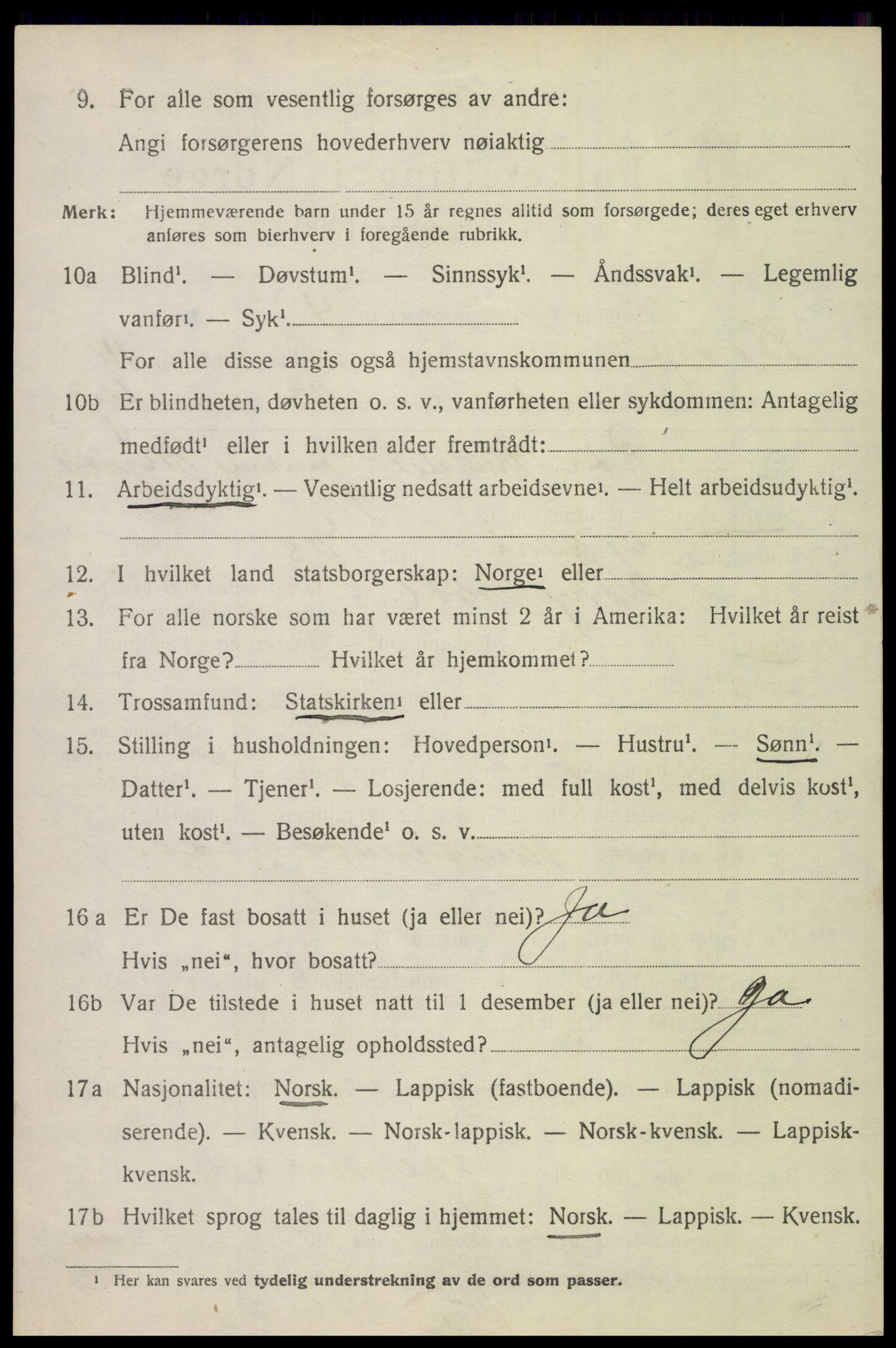 SAT, 1920 census for Borge, 1920, p. 9426