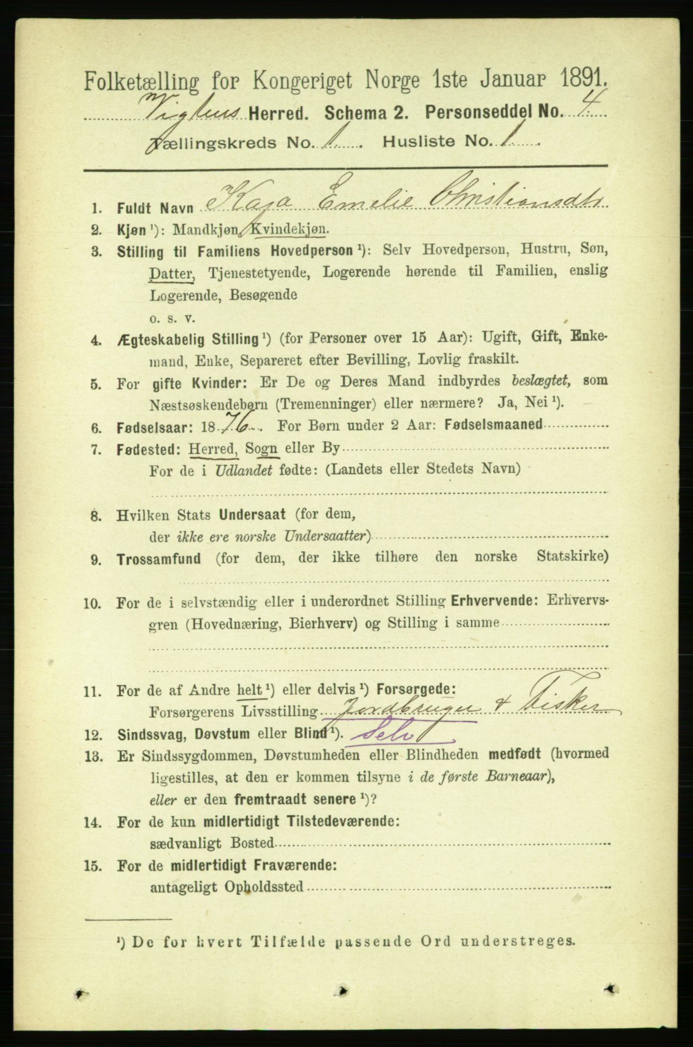 RA, 1891 census for 1750 Vikna, 1891, p. 129