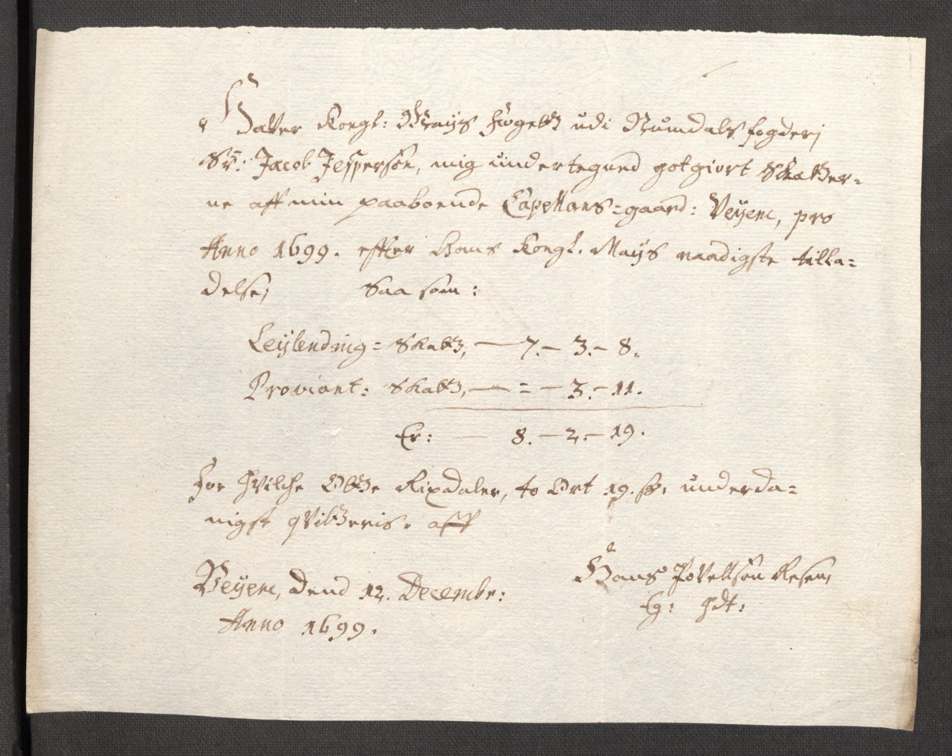 Rentekammeret inntil 1814, Reviderte regnskaper, Fogderegnskap, AV/RA-EA-4092/R64/L4426: Fogderegnskap Namdal, 1699-1700, p. 168