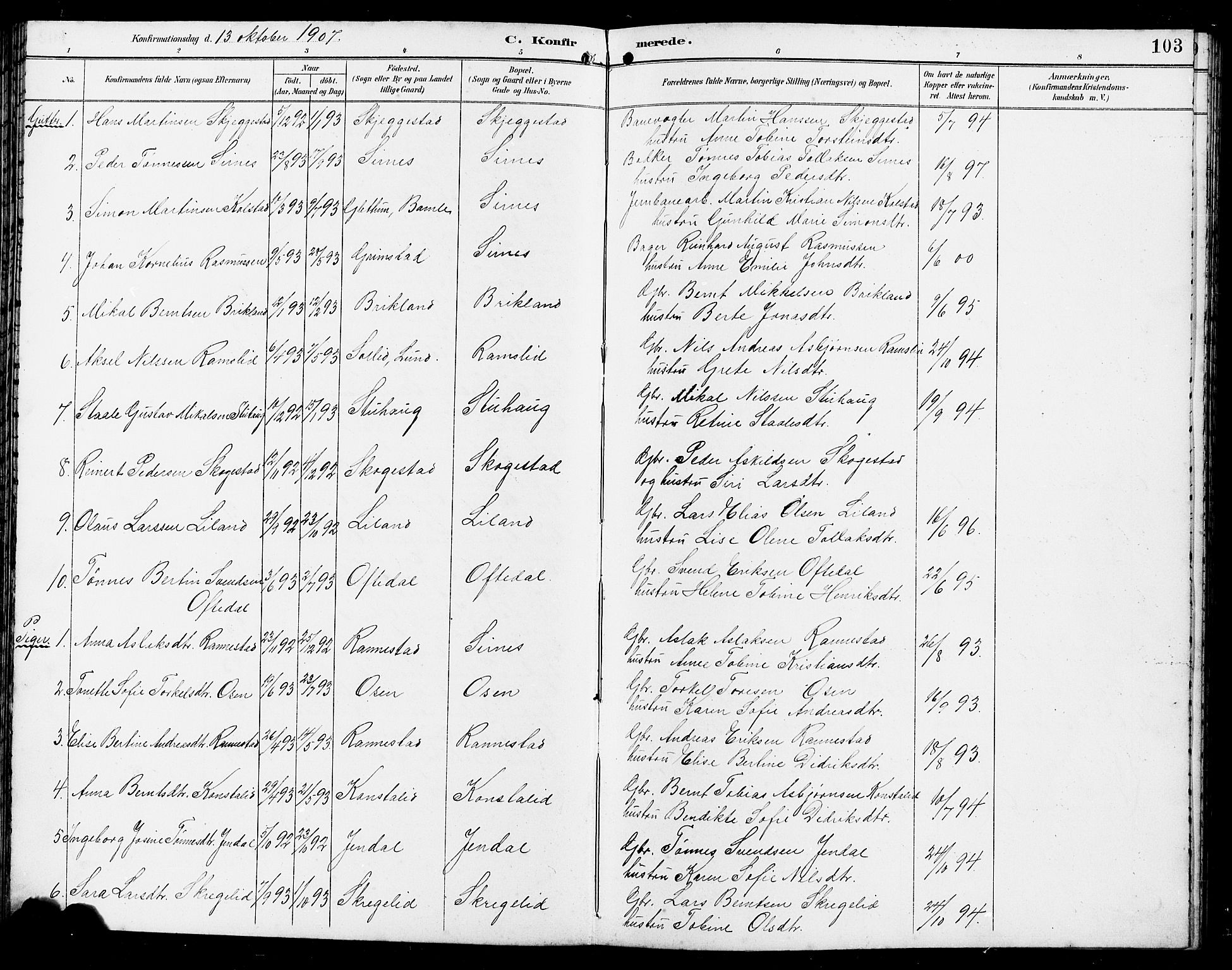 Bakke sokneprestkontor, SAK/1111-0002/F/Fb/Fba/L0003: Parish register (copy) no. B 3, 1894-1910, p. 103