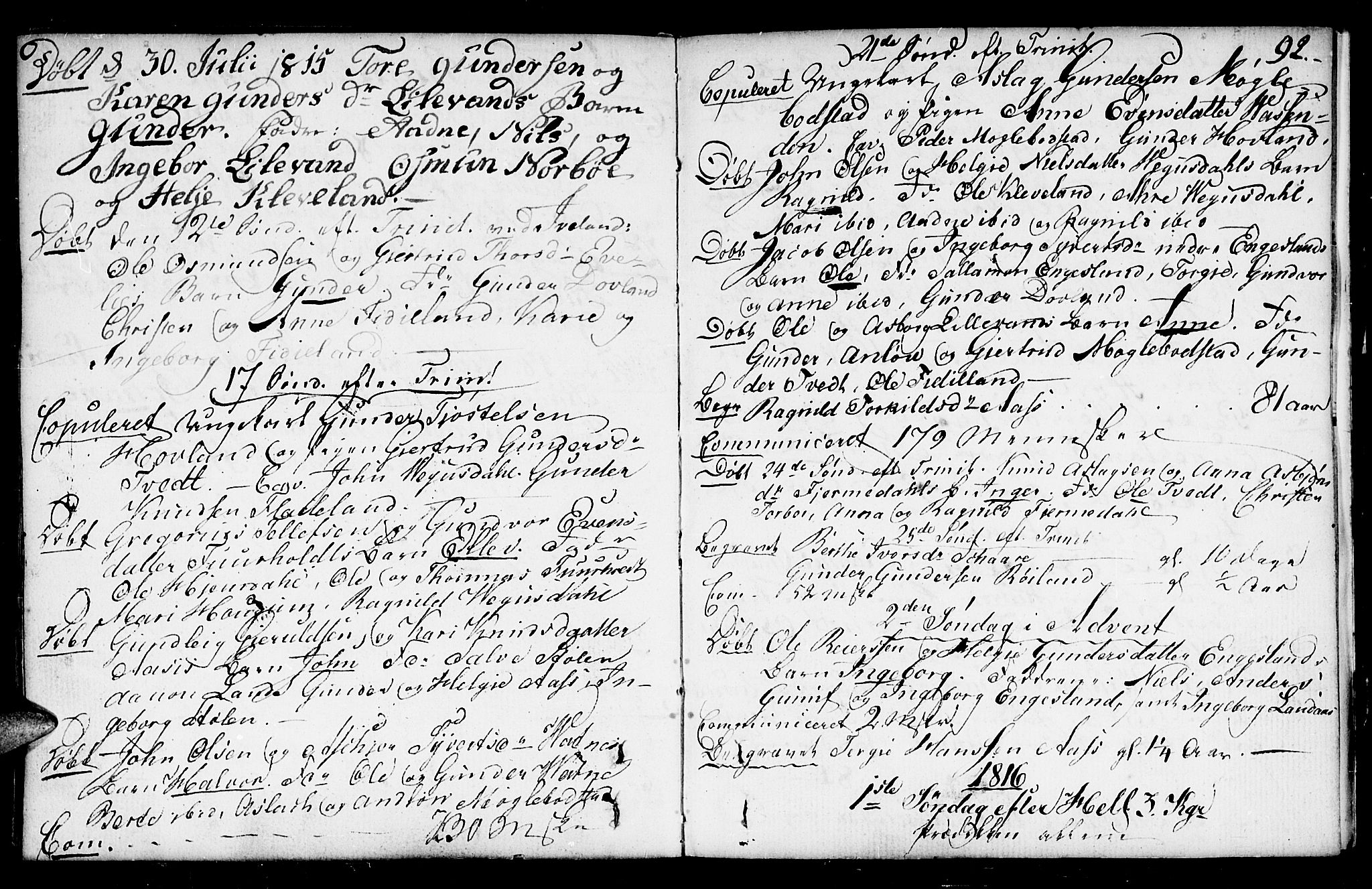 Herefoss sokneprestkontor, AV/SAK-1111-0019/F/Fa/Fab/L0002: Parish register (official) no. A 2, 1780-1816, p. 92