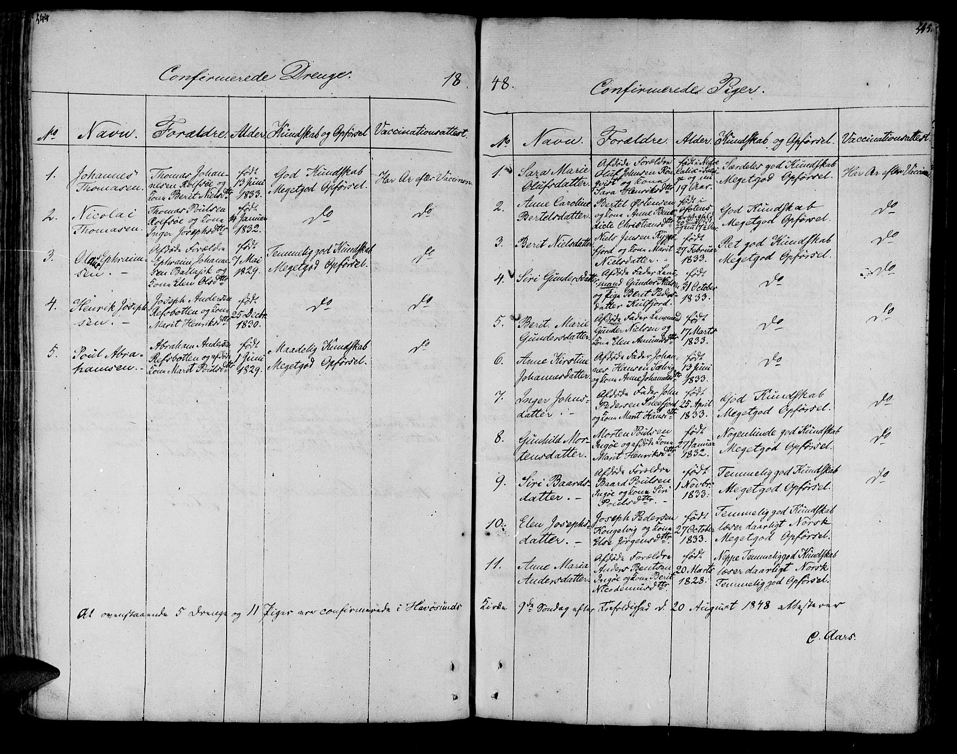 Måsøy sokneprestkontor, SATØ/S-1348/H/Ha/L0001kirke: Parish register (official) no. 1, 1806-1851, p. 544-545