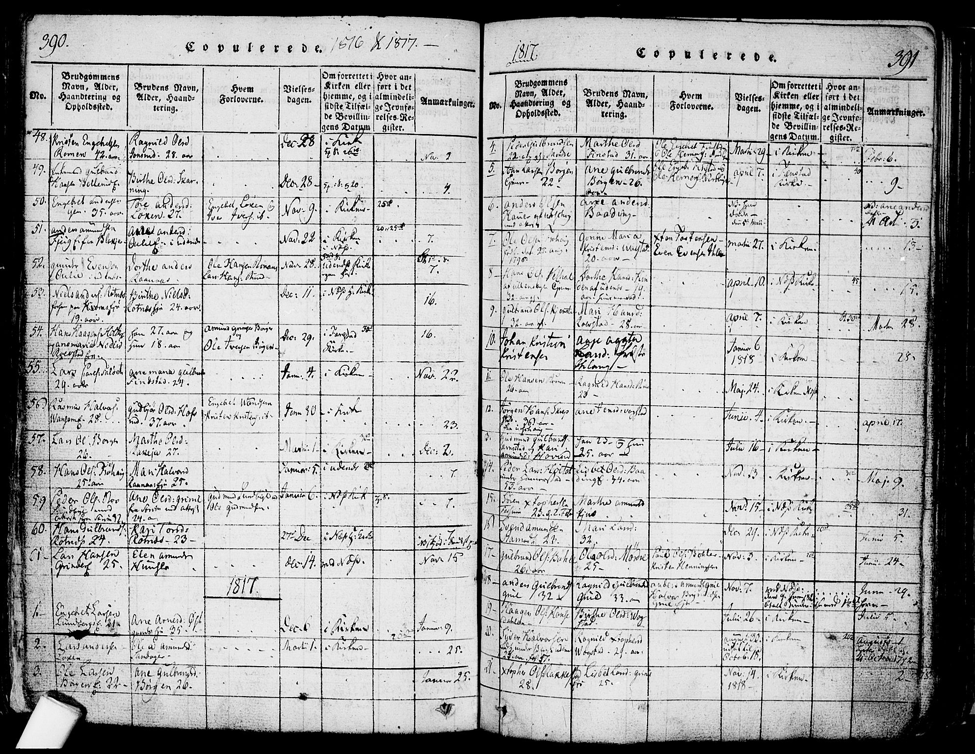 Nes prestekontor Kirkebøker, SAO/A-10410/F/Fa/L0005: Parish register (official) no. I 5, 1815-1835, p. 390-391