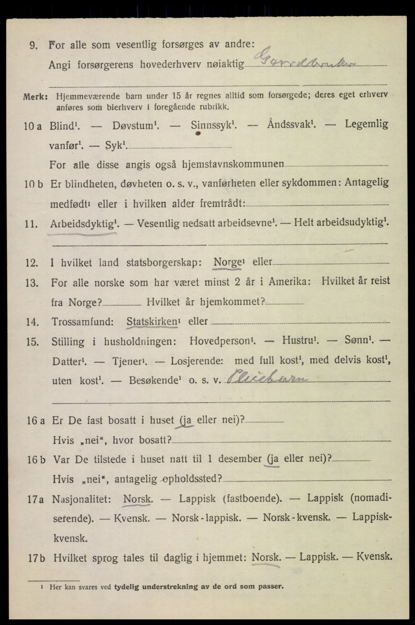 SAT, 1920 census for Skjerstad, 1920, p. 2120