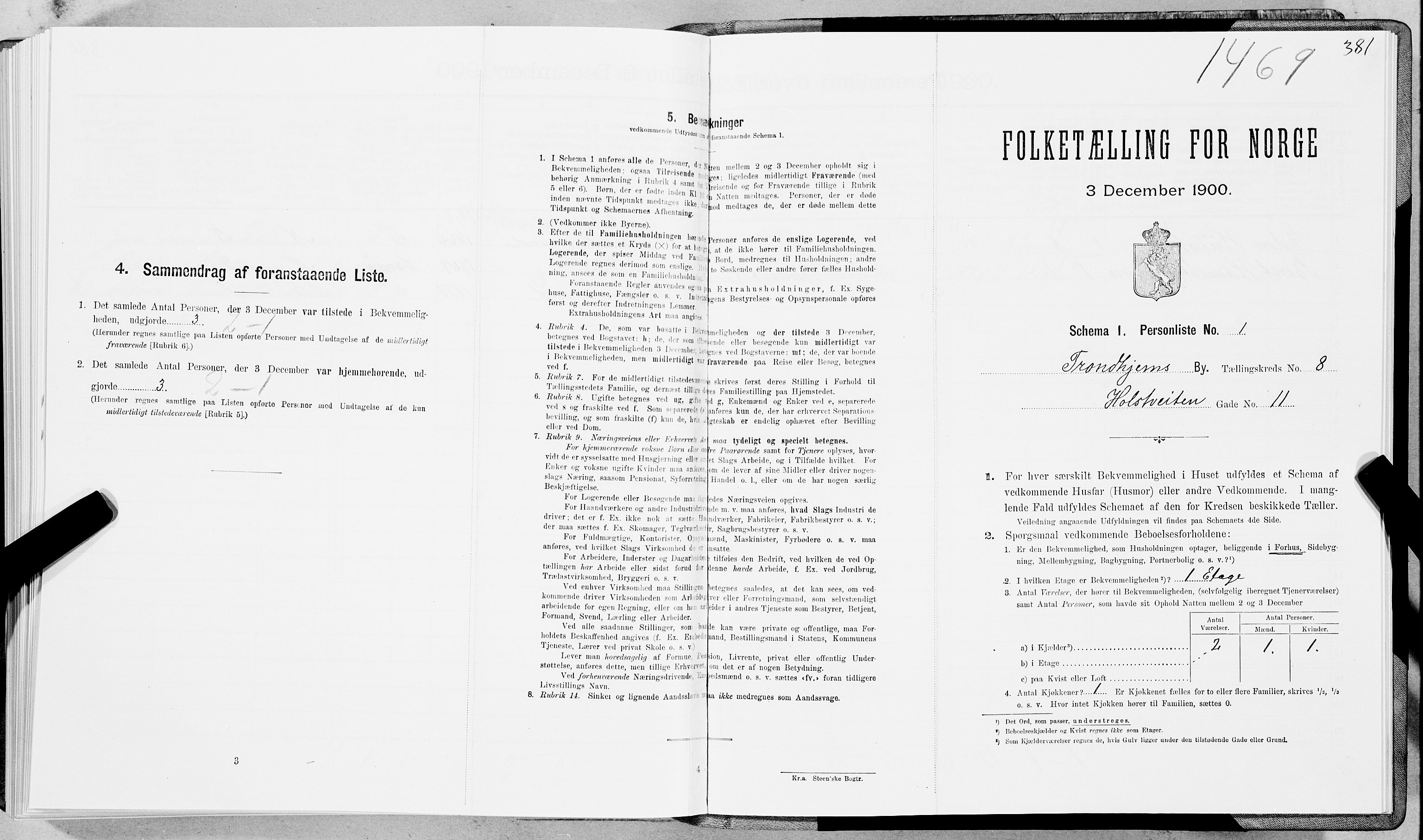 SAT, 1900 census for Trondheim, 1900, p. 1437