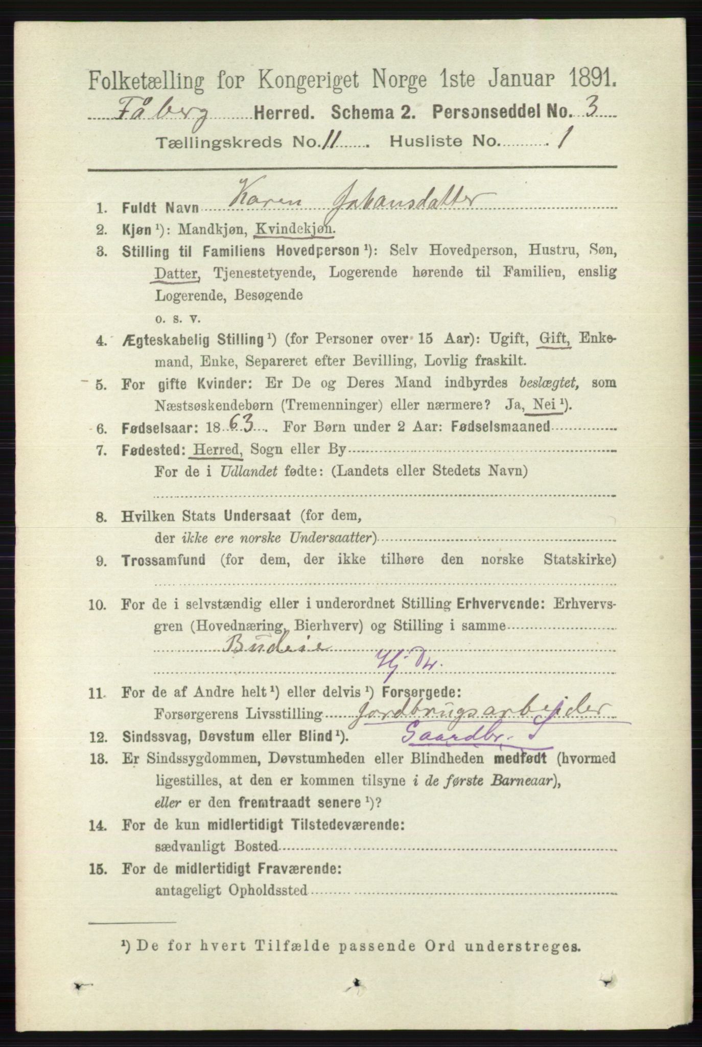 RA, 1891 census for 0524 Fåberg, 1891, p. 4494