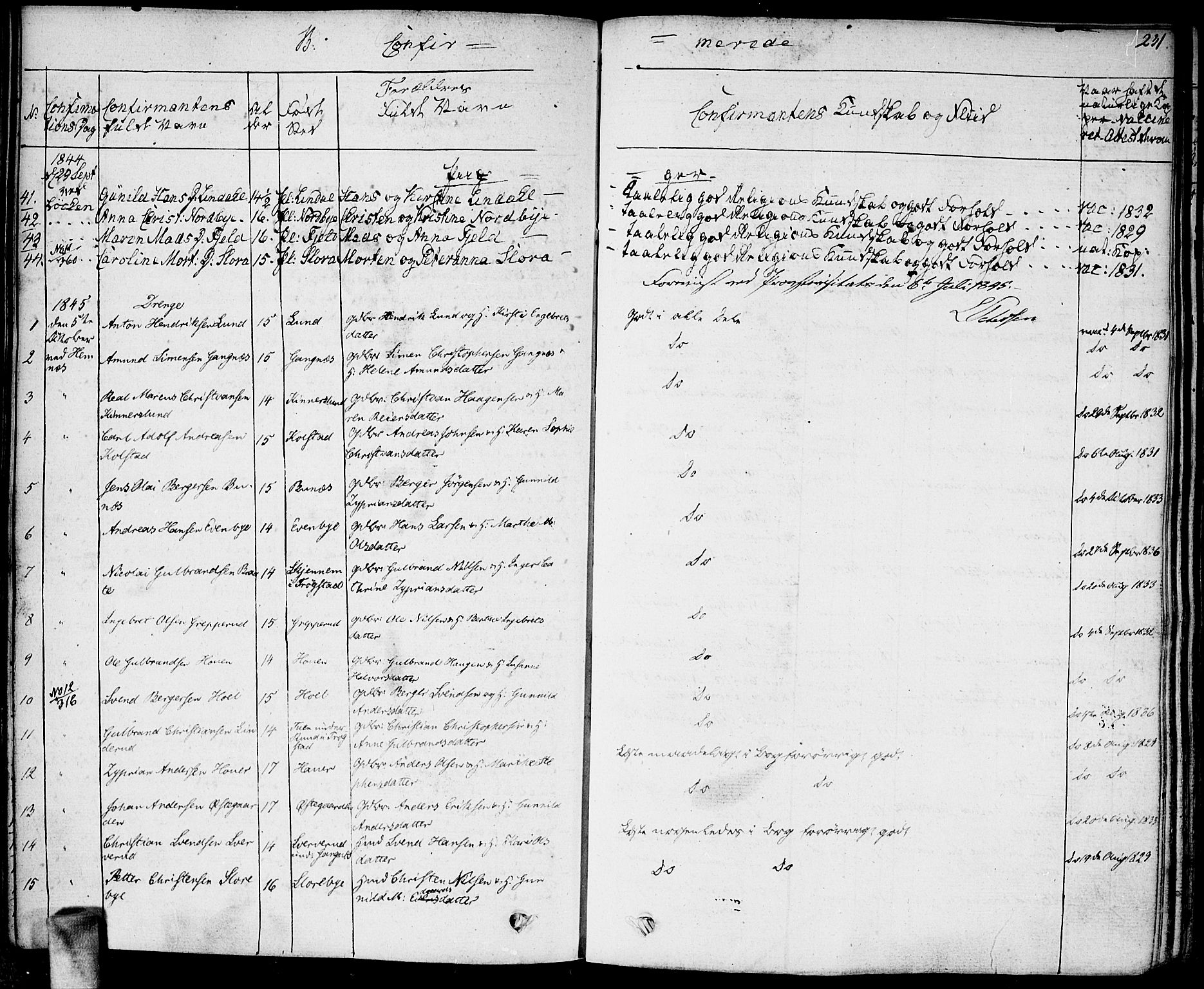 Høland prestekontor Kirkebøker, AV/SAO-A-10346a/F/Fa/L0008: Parish register (official) no. I 8, 1827-1845, p. 231