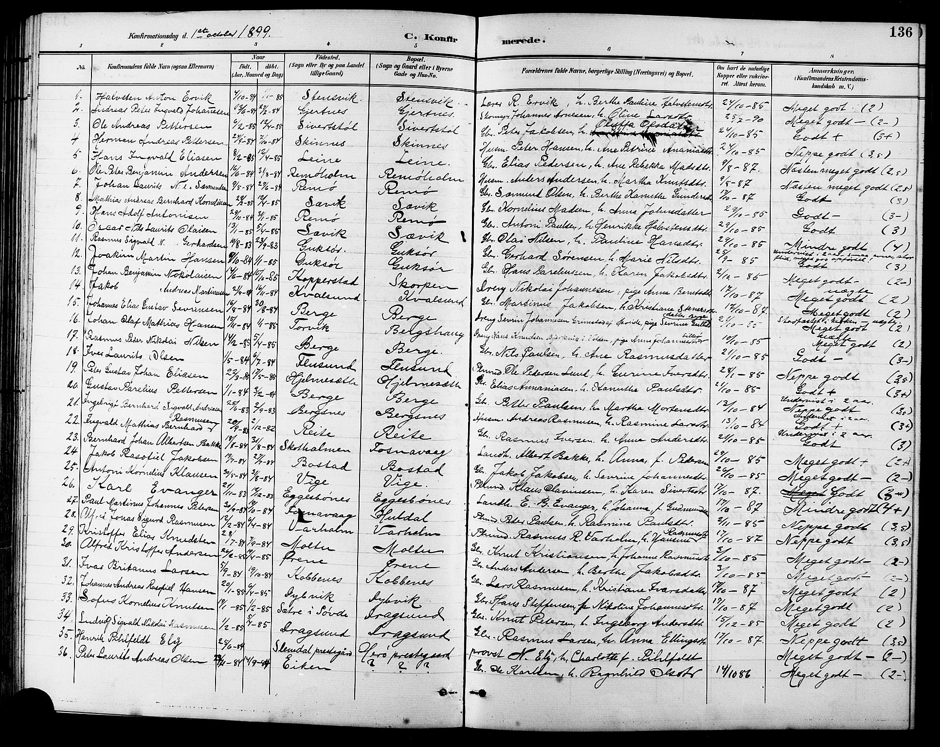 Ministerialprotokoller, klokkerbøker og fødselsregistre - Møre og Romsdal, AV/SAT-A-1454/507/L0082: Parish register (copy) no. 507C05, 1896-1914, p. 136