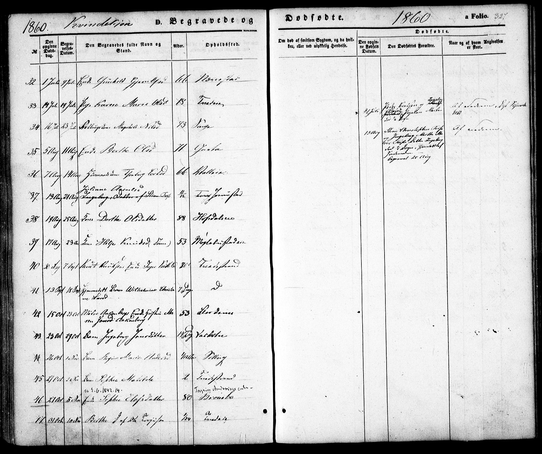 Holt sokneprestkontor, AV/SAK-1111-0021/F/Fa/L0008: Parish register (official) no. A 8, 1849-1860, p. 327