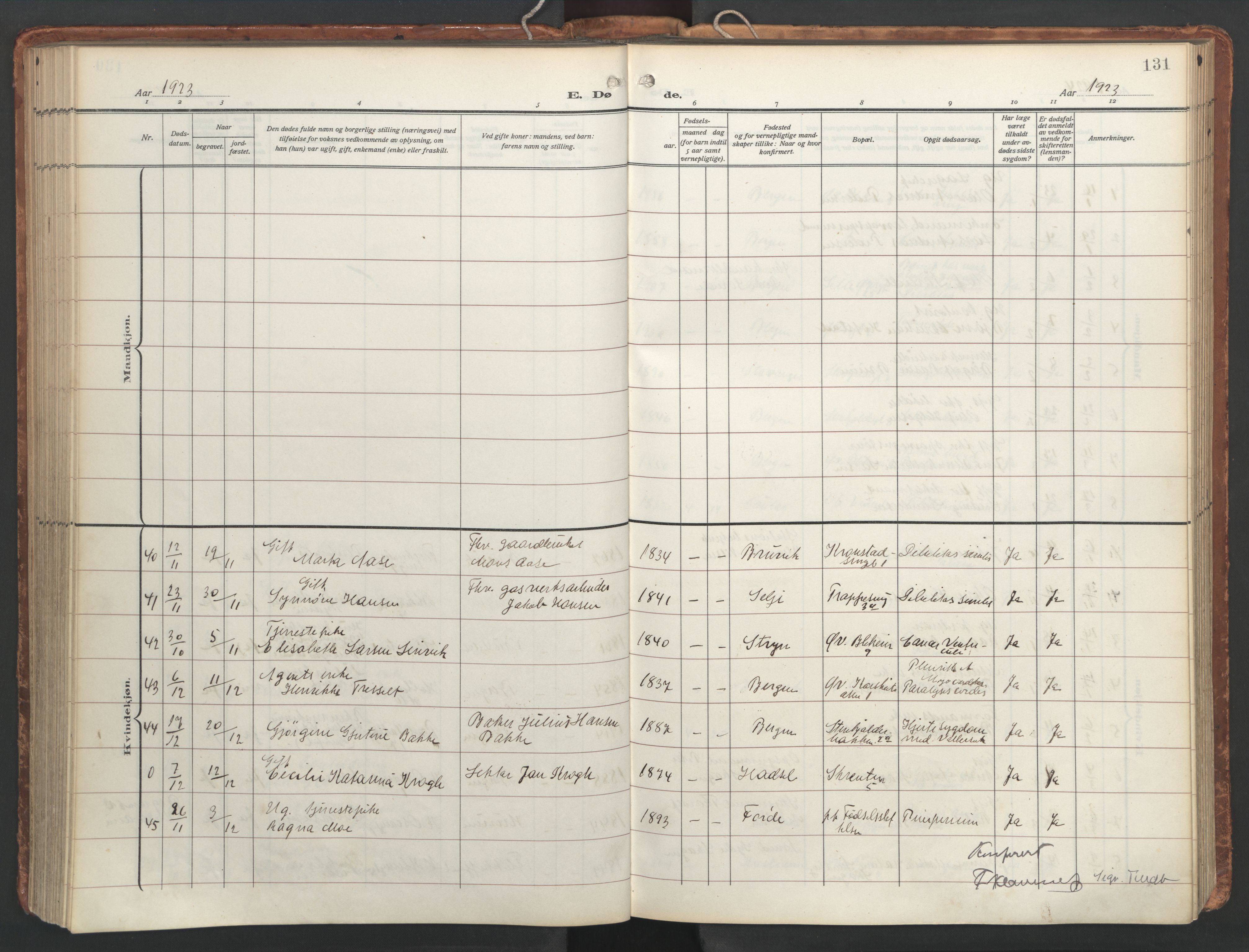 Korskirken sokneprestembete, AV/SAB-A-76101/H/Hab: Parish register (copy) no. E 5, 1910-1956, p. 130b-131a