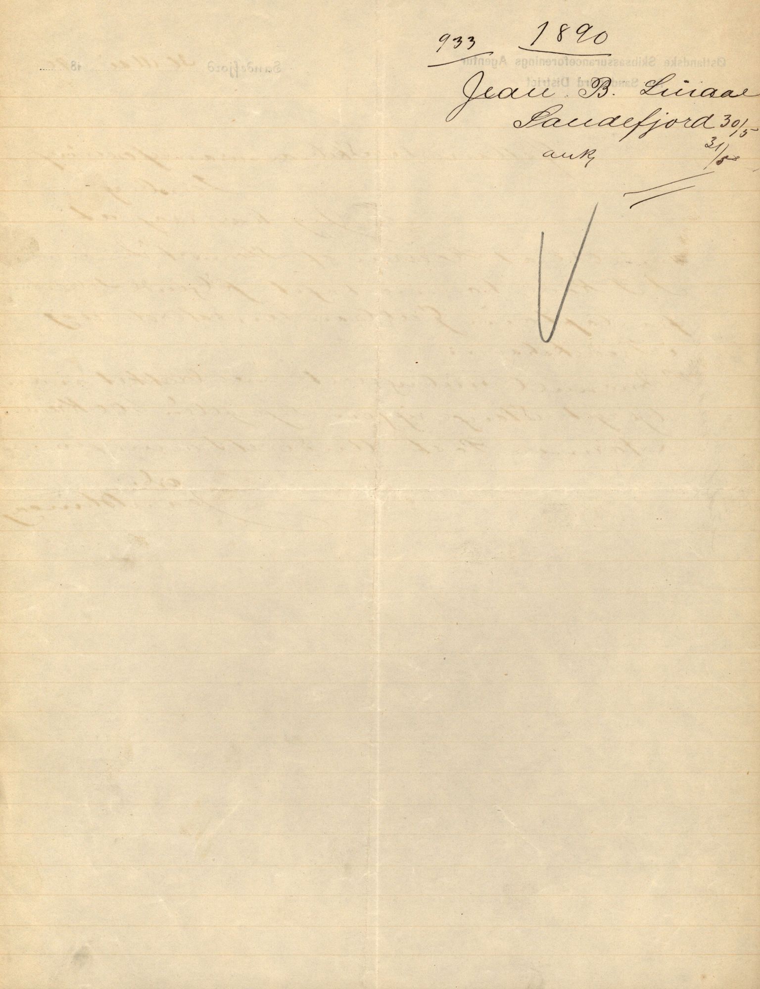 Pa 63 - Østlandske skibsassuranceforening, VEMU/A-1079/G/Ga/L0025/0004: Havaridokumenter / Imanuel, Hefhi, Guldregn, Haabet, Harald, Windsor, 1890, p. 3