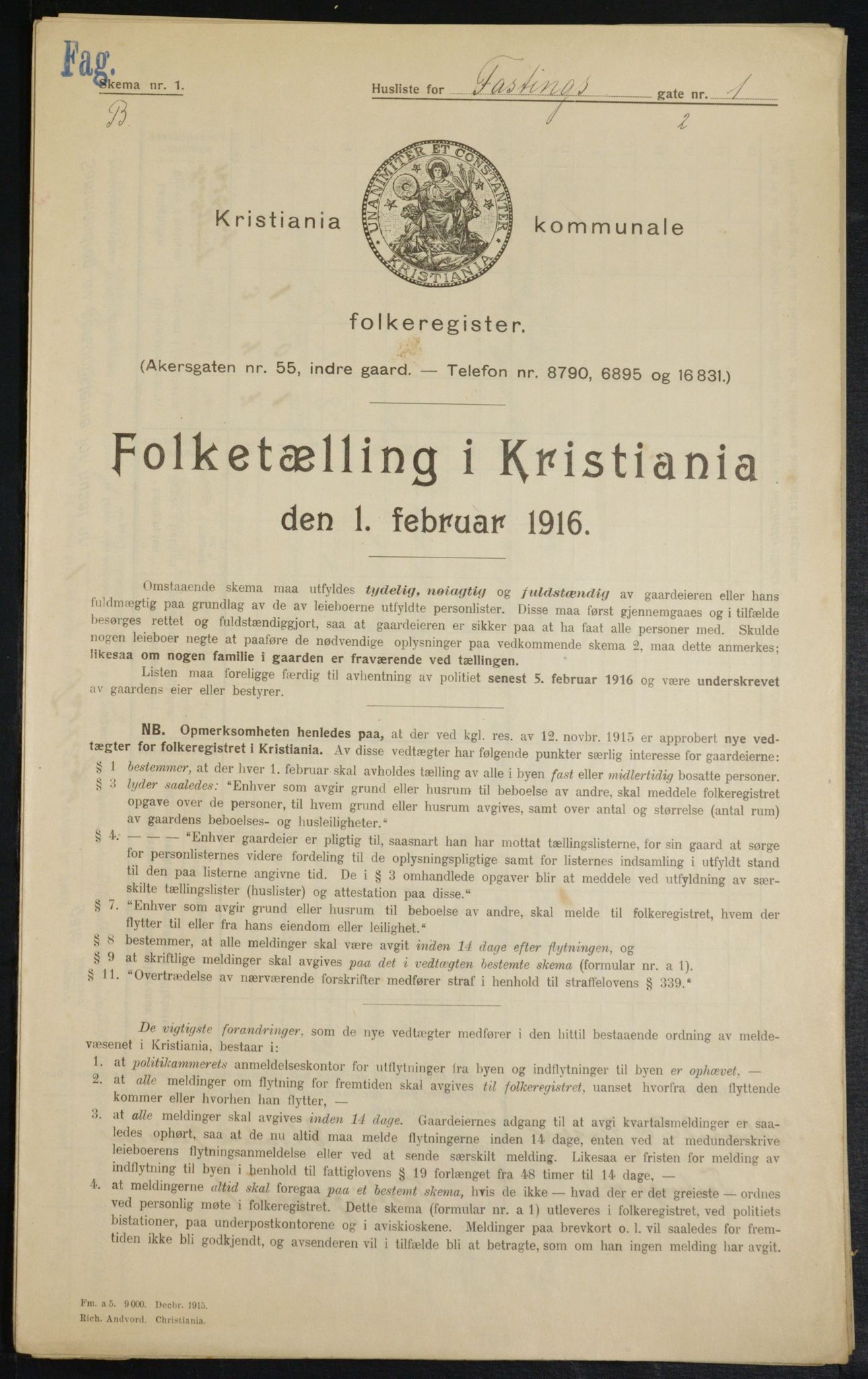 OBA, Municipal Census 1916 for Kristiania, 1916, p. 23997