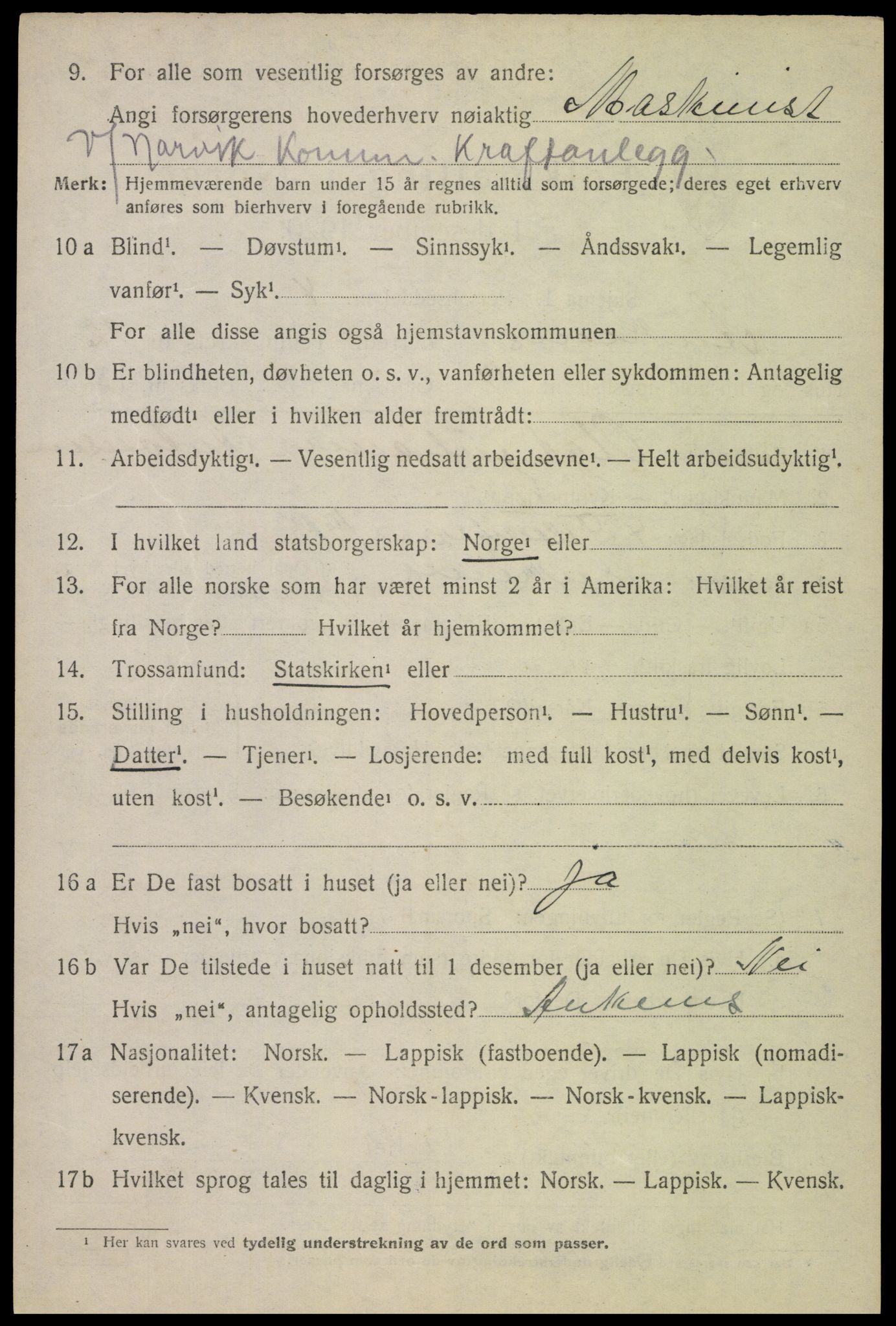 SAT, 1920 census for Ankenes, 1920, p. 6604