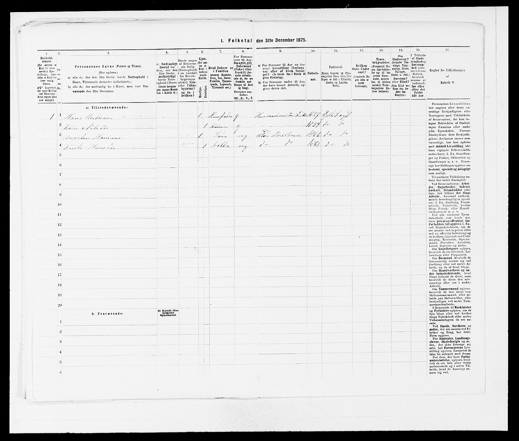 SAB, 1875 census for 1246P Fjell, 1875, p. 422