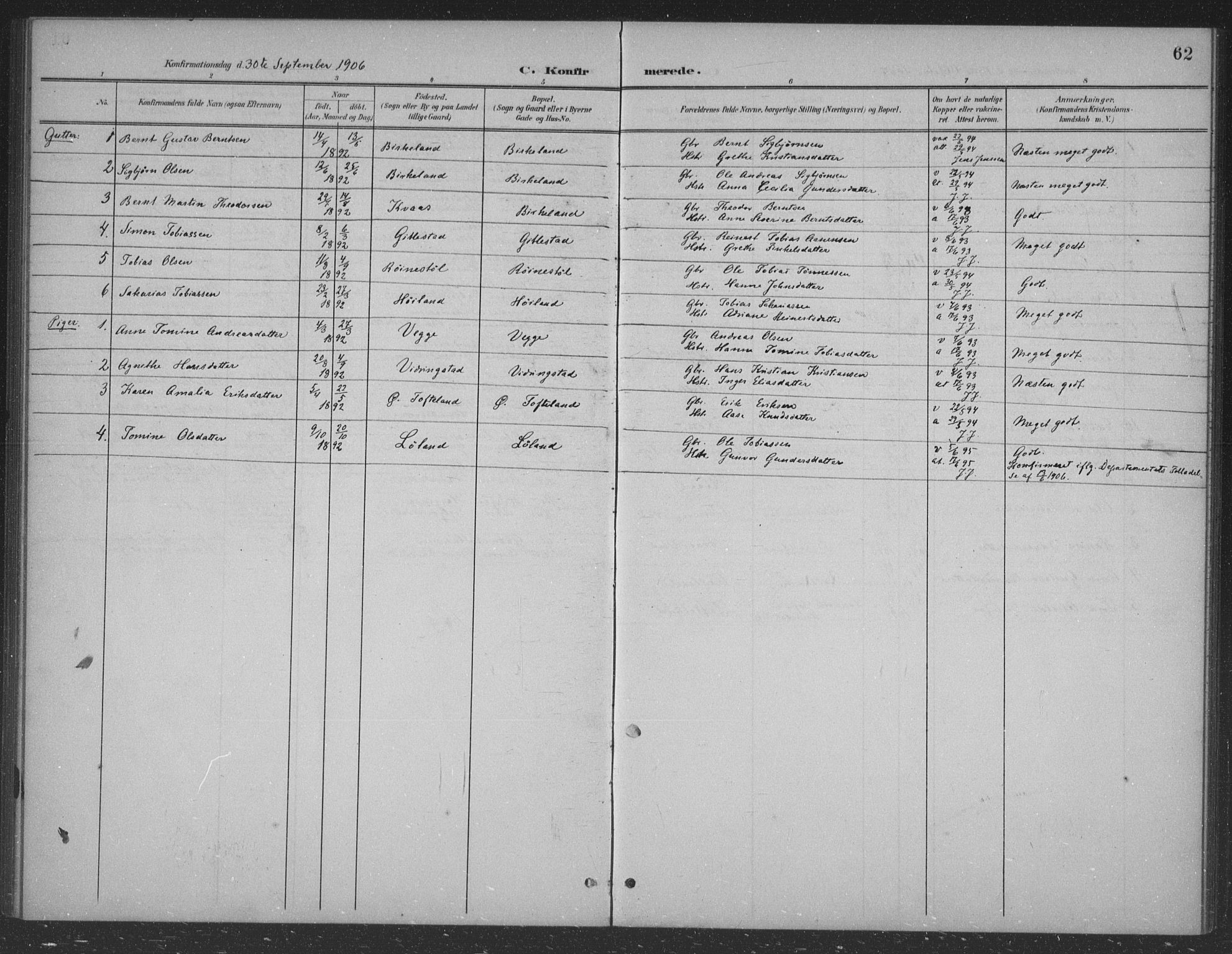 Lyngdal sokneprestkontor, AV/SAK-1111-0029/F/Fb/Fbb/L0002: Parish register (copy) no. B 2, 1901-1934, p. 62