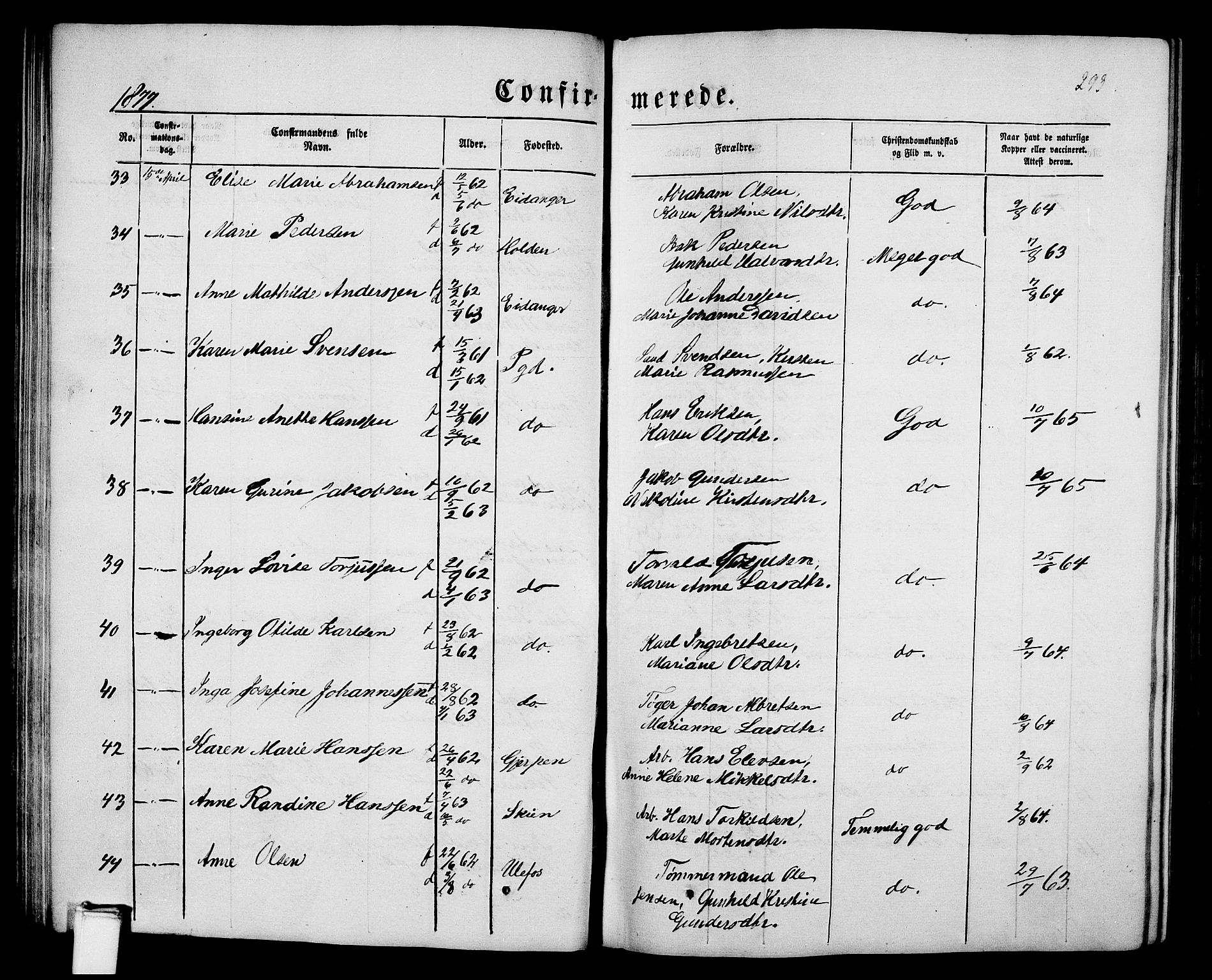 Porsgrunn kirkebøker , SAKO/A-104/G/Gb/L0004: Parish register (copy) no. II 4, 1853-1882, p. 293