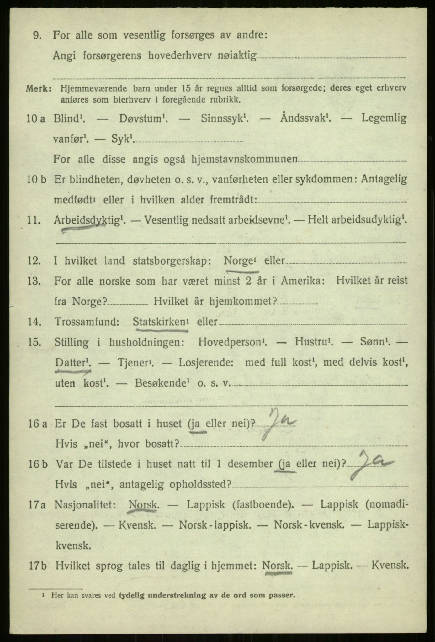 SATØ, 1920 census for Malangen, 1920, p. 3132