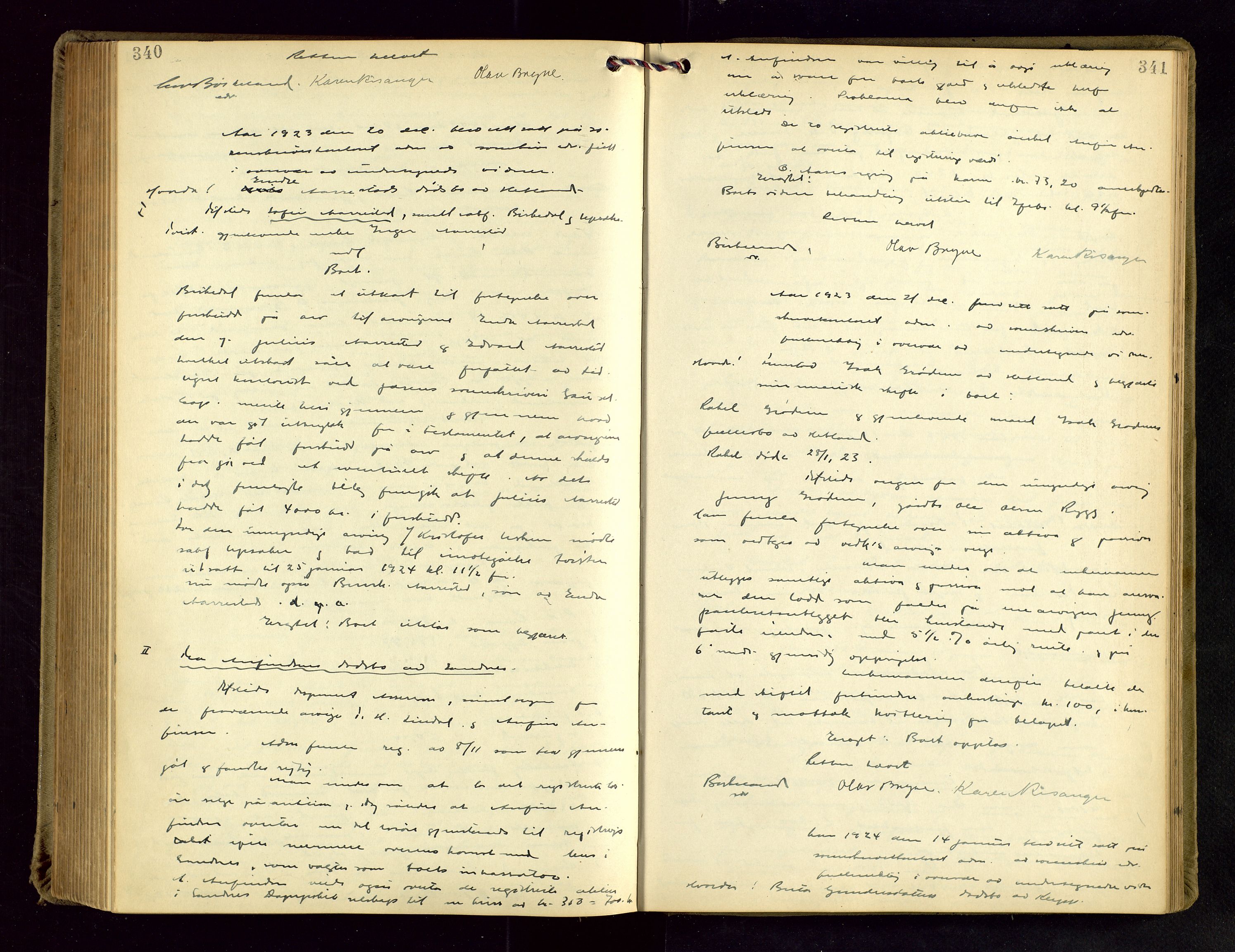 Jæren sorenskriveri, AV/SAST-A-100310/01/5/53/53BA/L0004: SKIFTEFORHANDLINGSPROTOKOLL, 1919-1925, p. 340-341