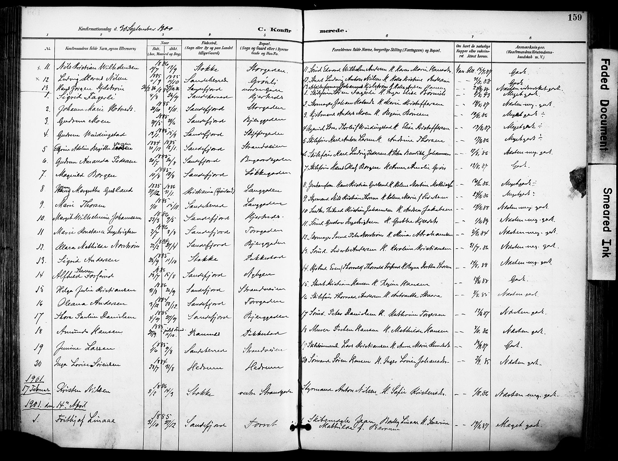 Sandefjord kirkebøker, AV/SAKO-A-315/F/Fa/L0004: Parish register (official) no. 4, 1894-1905, p. 159