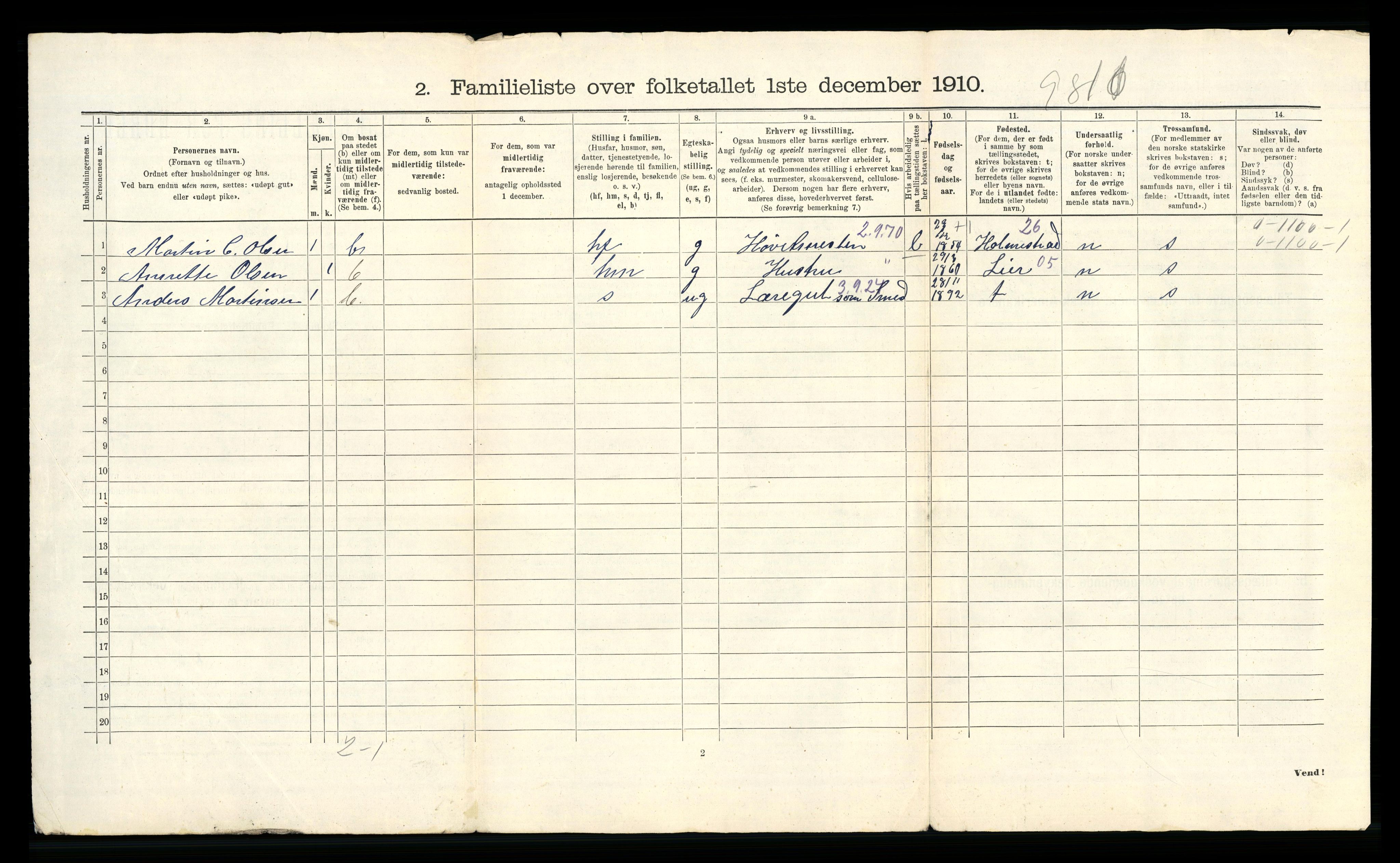 RA, 1910 census for Drammen, 1910, p. 8001