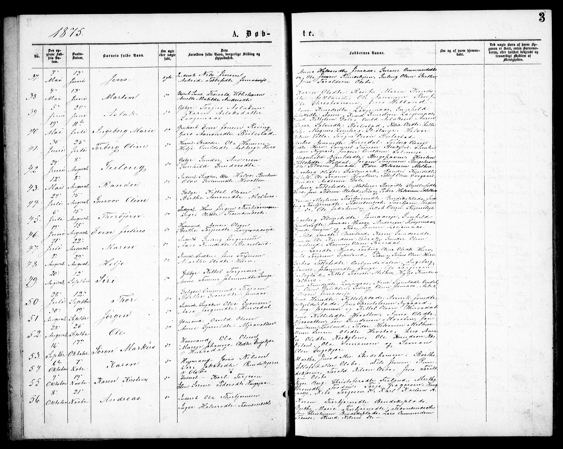 Froland sokneprestkontor, SAK/1111-0013/F/Fb/L0009: Parish register (copy) no. B 9, 1875-1893, p. 3