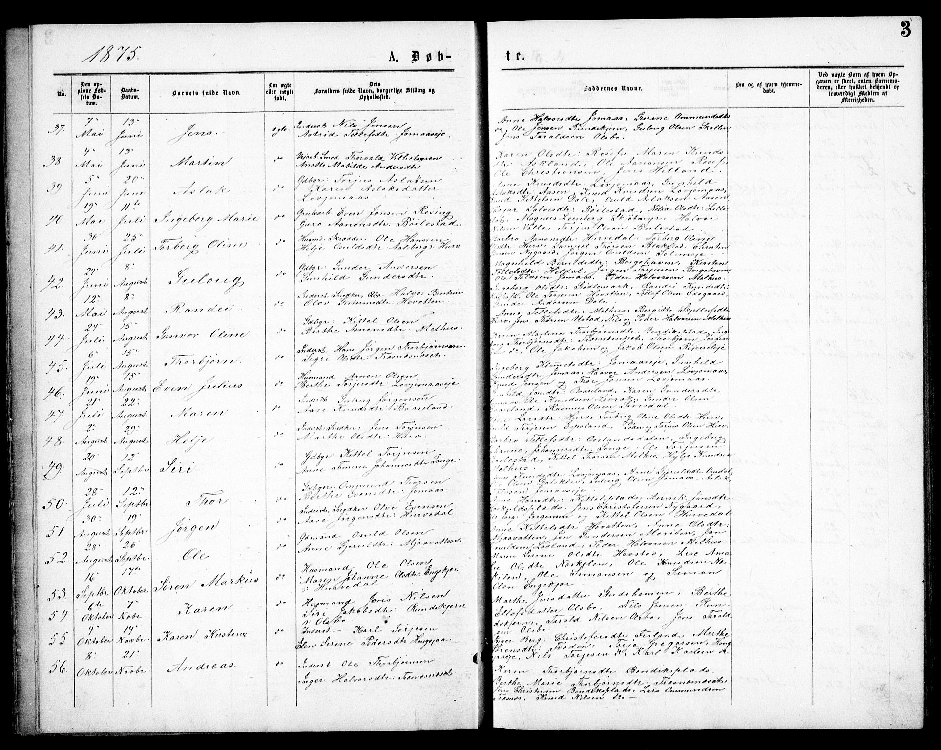 Froland sokneprestkontor, AV/SAK-1111-0013/F/Fb/L0009: Parish register (copy) no. B 9, 1875-1893, p. 3