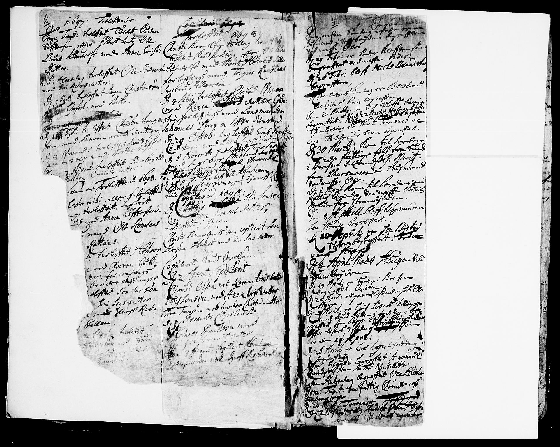 Ringebu prestekontor, SAH/PREST-082/H/Ha/Haa/L0001: Parish register (official) no. 1, 1696-1733, p. 2-3