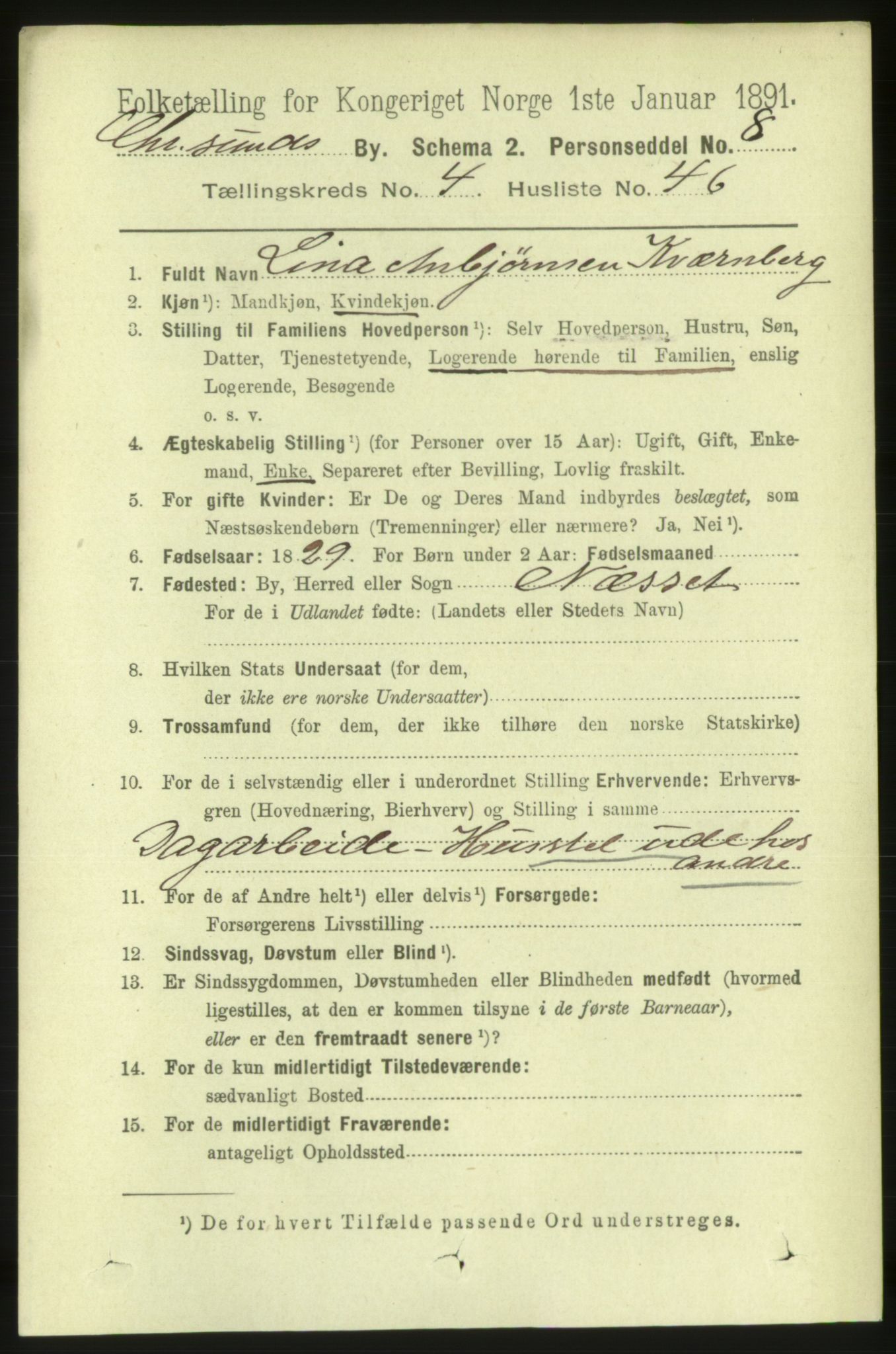 RA, 1891 census for 1503 Kristiansund, 1891, p. 4247