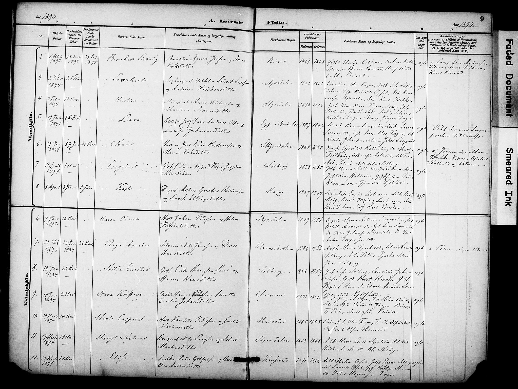 Hole kirkebøker, AV/SAKO-A-228/F/Fb/L0002: Parish register (official) no. II 2, 1892-1906, p. 9