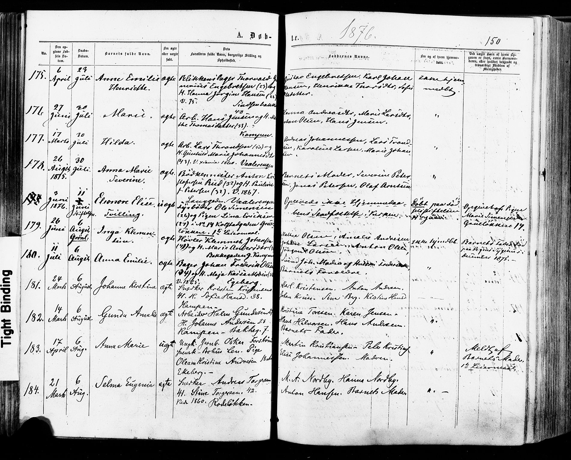 Østre Aker prestekontor Kirkebøker, AV/SAO-A-10840/F/Fa/L0004: Parish register (official) no. I 4, 1876-1889, p. 150