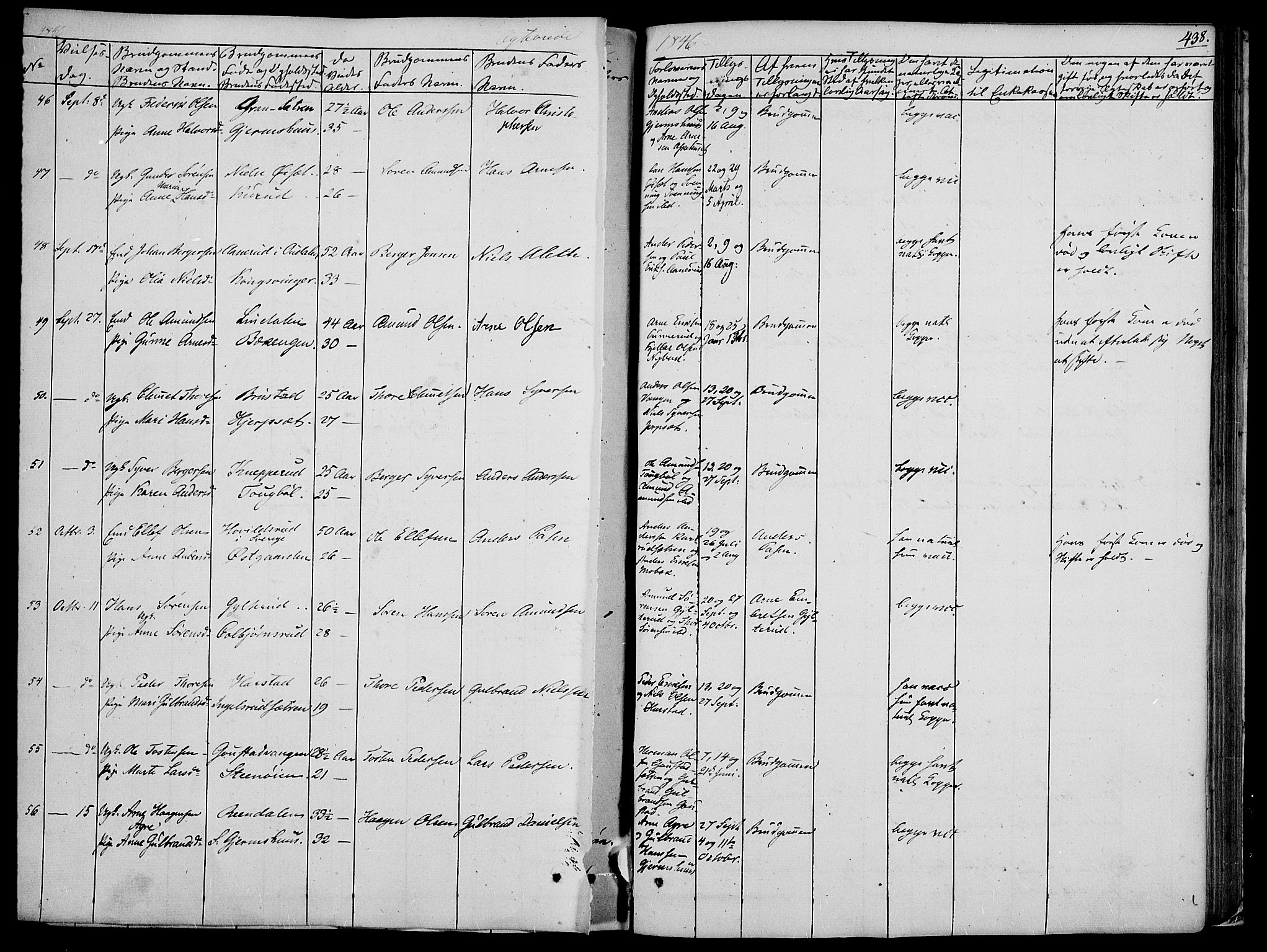 Vinger prestekontor, AV/SAH-PREST-024/H/Ha/Haa/L0008: Parish register (official) no. 8, 1839-1847, p. 438