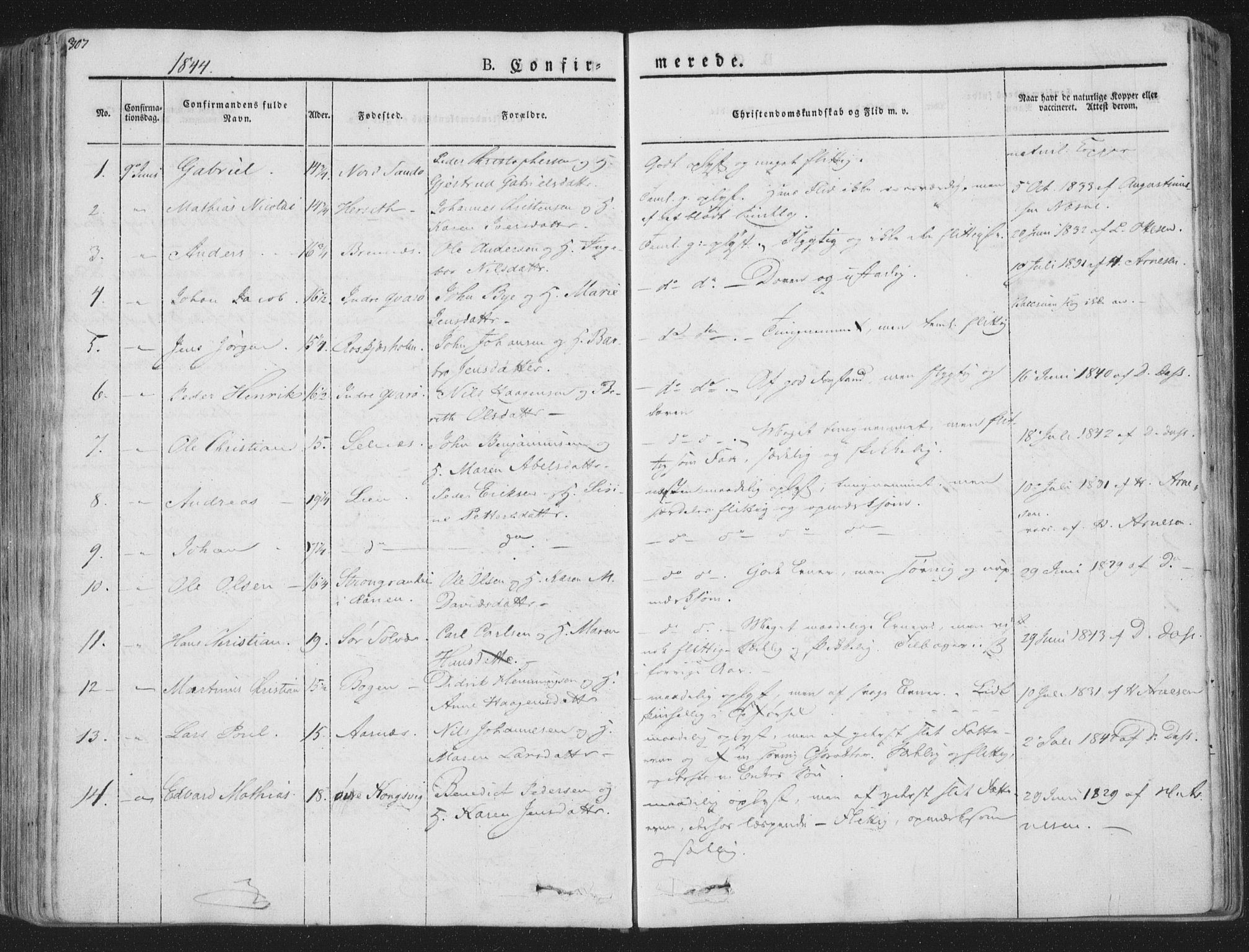 Ministerialprotokoller, klokkerbøker og fødselsregistre - Nordland, SAT/A-1459/839/L0565: Parish register (official) no. 839A02, 1825-1862, p. 307