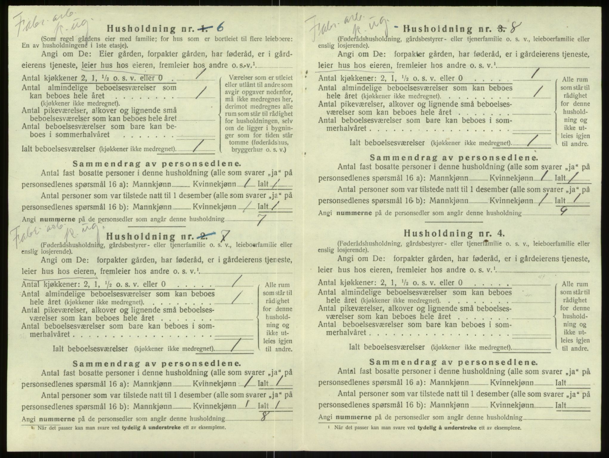 SAB, 1920 census for Haus, 1920, p. 1173