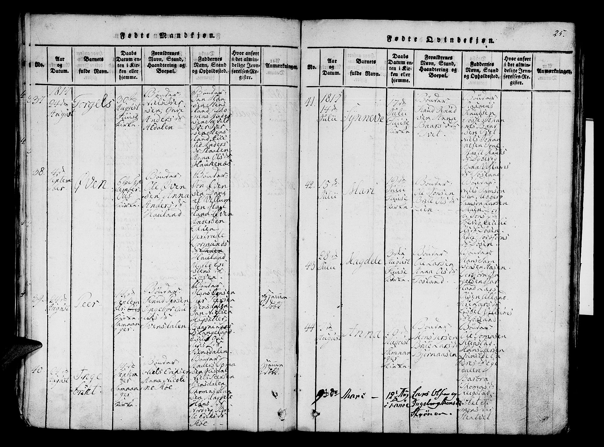 Os sokneprestembete, SAB/A-99929: Parish register (official) no. A 12, 1816-1825, p. 25
