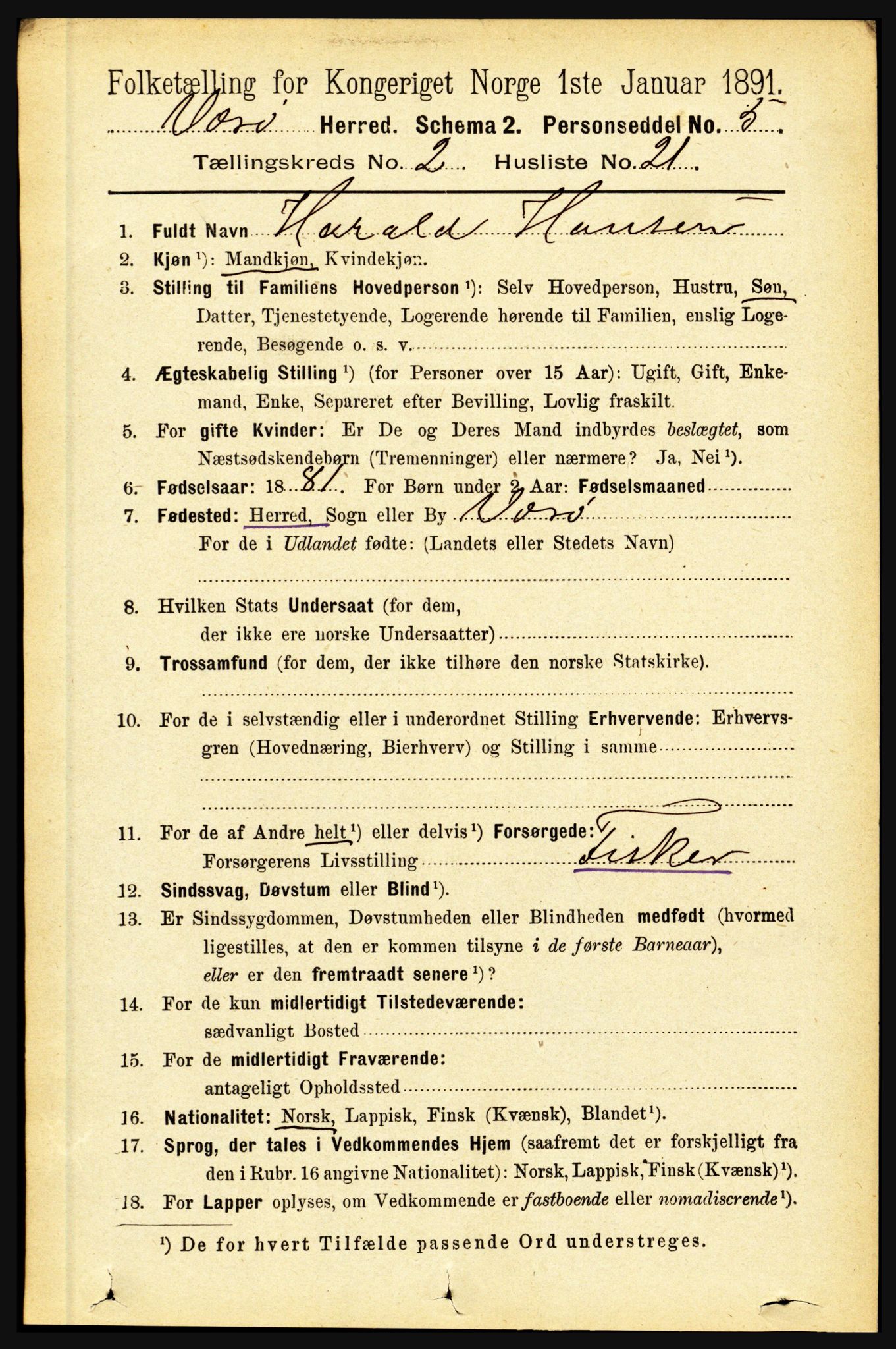 RA, 1891 census for 1857 Værøy, 1891, p. 433