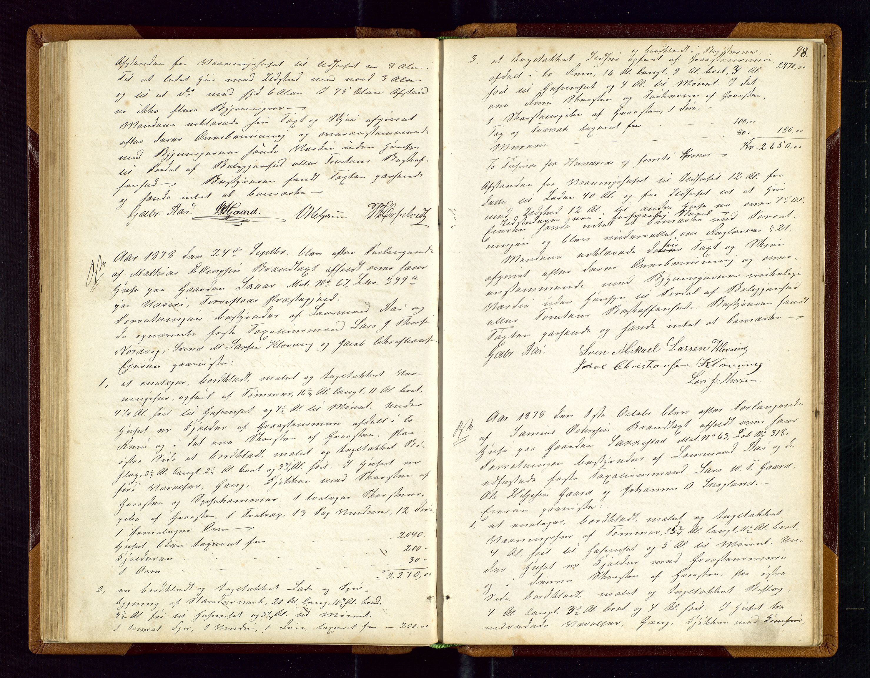 Torvestad lensmannskontor, AV/SAST-A-100307/1/Goa/L0001: "Brandtaxationsprotokol for Torvestad Thinglag", 1867-1883, p. 97b-98a