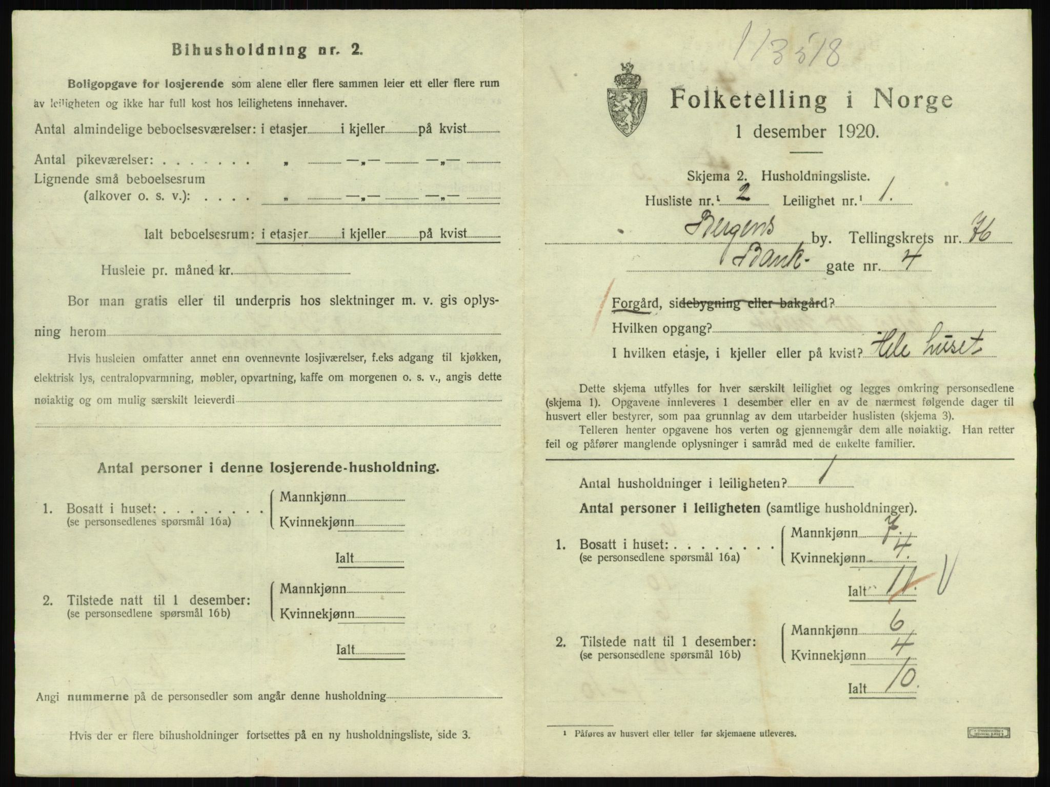 SAB, 1920 census for Bergen, 1920, p. 35327