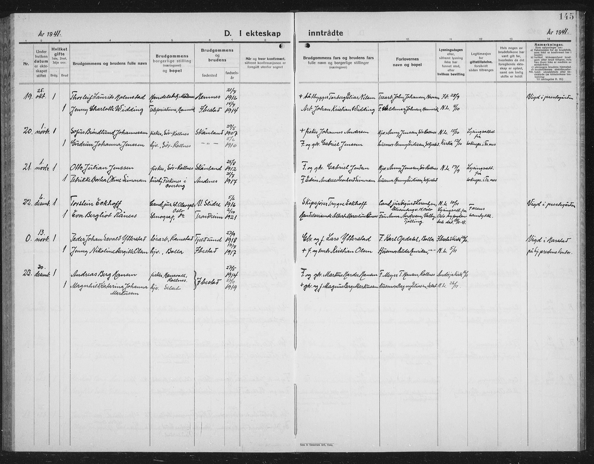 Ibestad sokneprestembete, AV/SATØ-S-0077/H/Ha/Hab/L0011klokker: Parish register (copy) no. 11, 1930-1942, p. 145