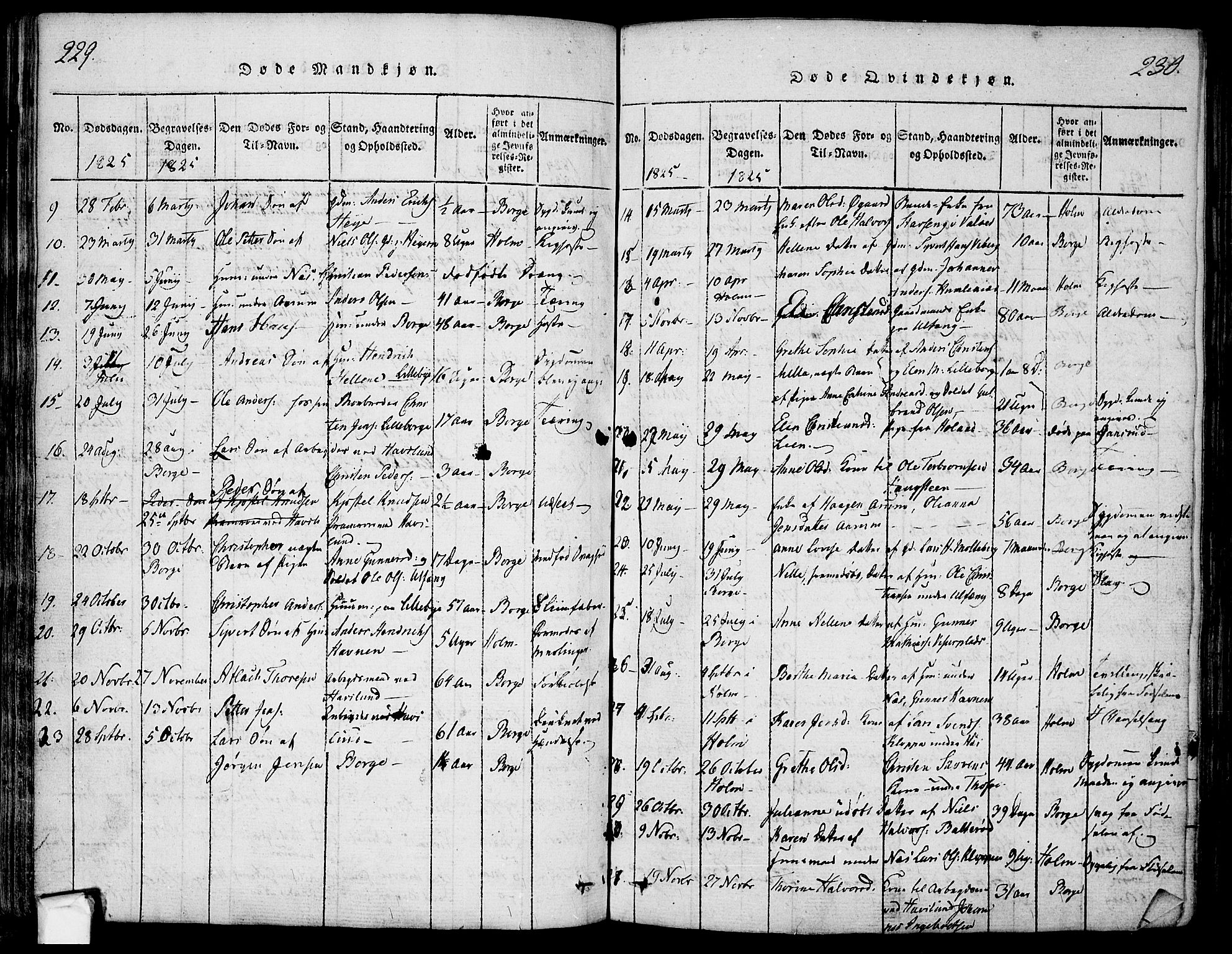 Borge prestekontor Kirkebøker, AV/SAO-A-10903/F/Fa/L0003: Parish register (official) no. I 3, 1815-1836, p. 229-230