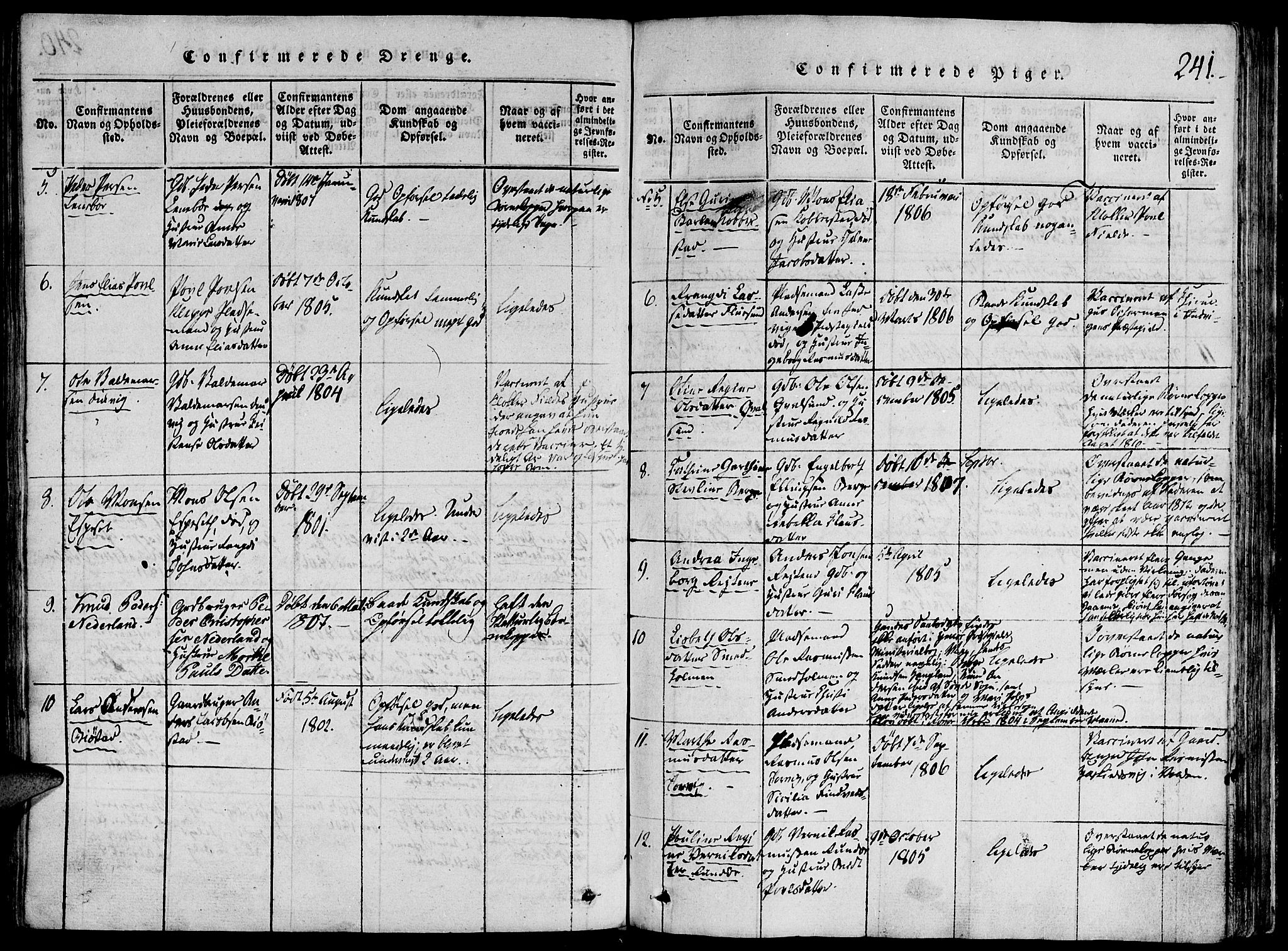 Ministerialprotokoller, klokkerbøker og fødselsregistre - Møre og Romsdal, AV/SAT-A-1454/507/L0069: Parish register (official) no. 507A04, 1816-1841, p. 241