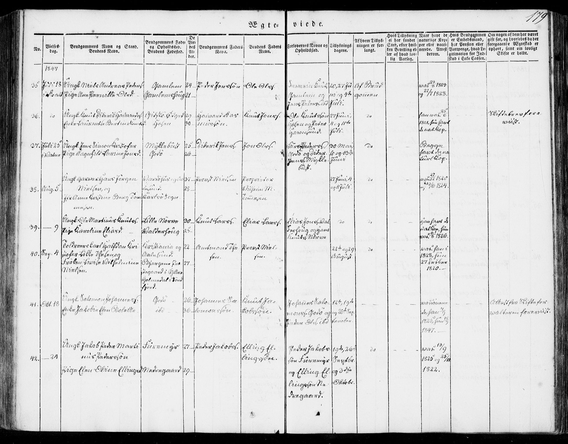 Ministerialprotokoller, klokkerbøker og fødselsregistre - Møre og Romsdal, AV/SAT-A-1454/528/L0396: Parish register (official) no. 528A07, 1839-1847, p. 179