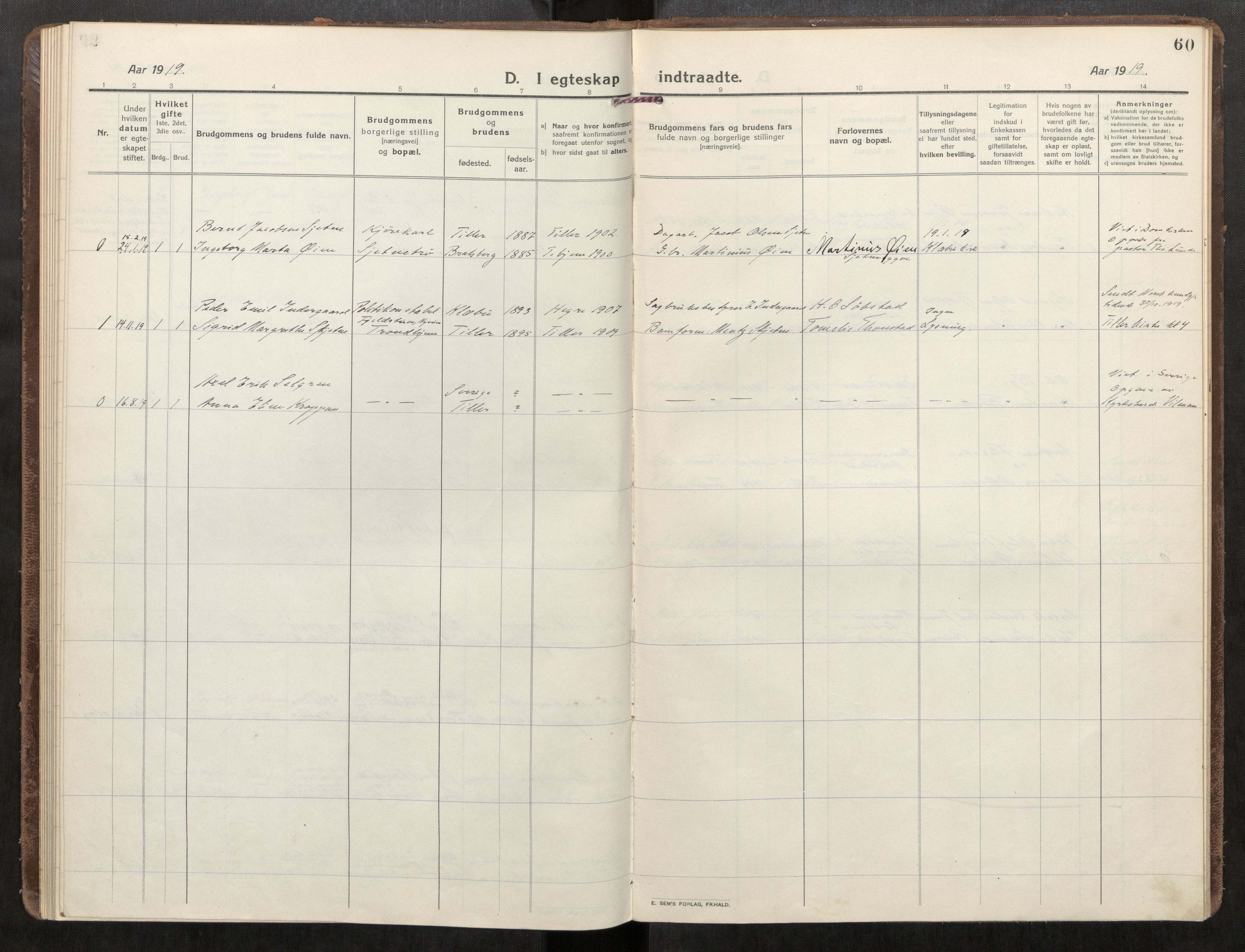 Klæbu sokneprestkontor, SAT/A-1112: Parish register (official) no. 3, 1917-1924, p. 60