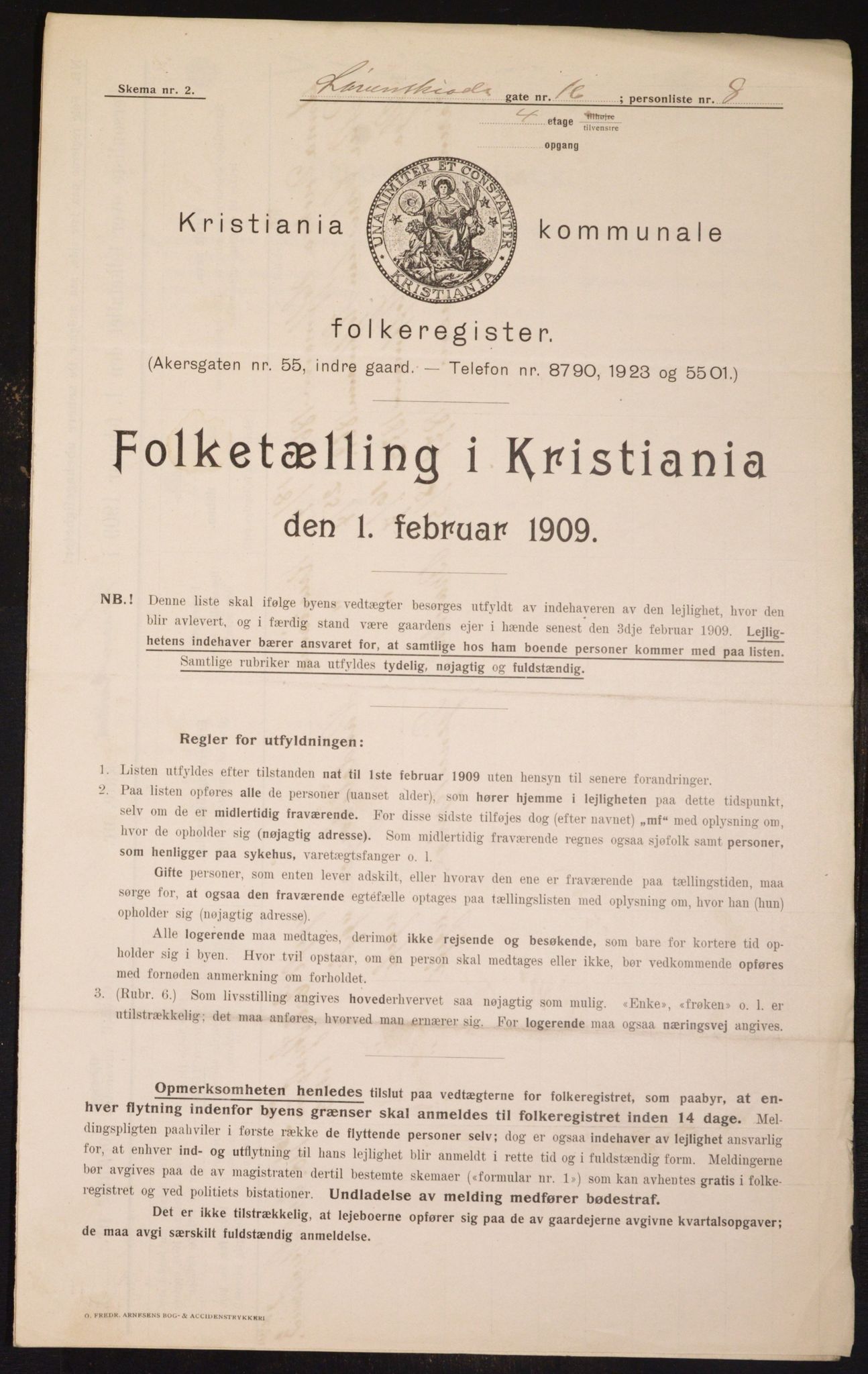 OBA, Municipal Census 1909 for Kristiania, 1909, p. 53695