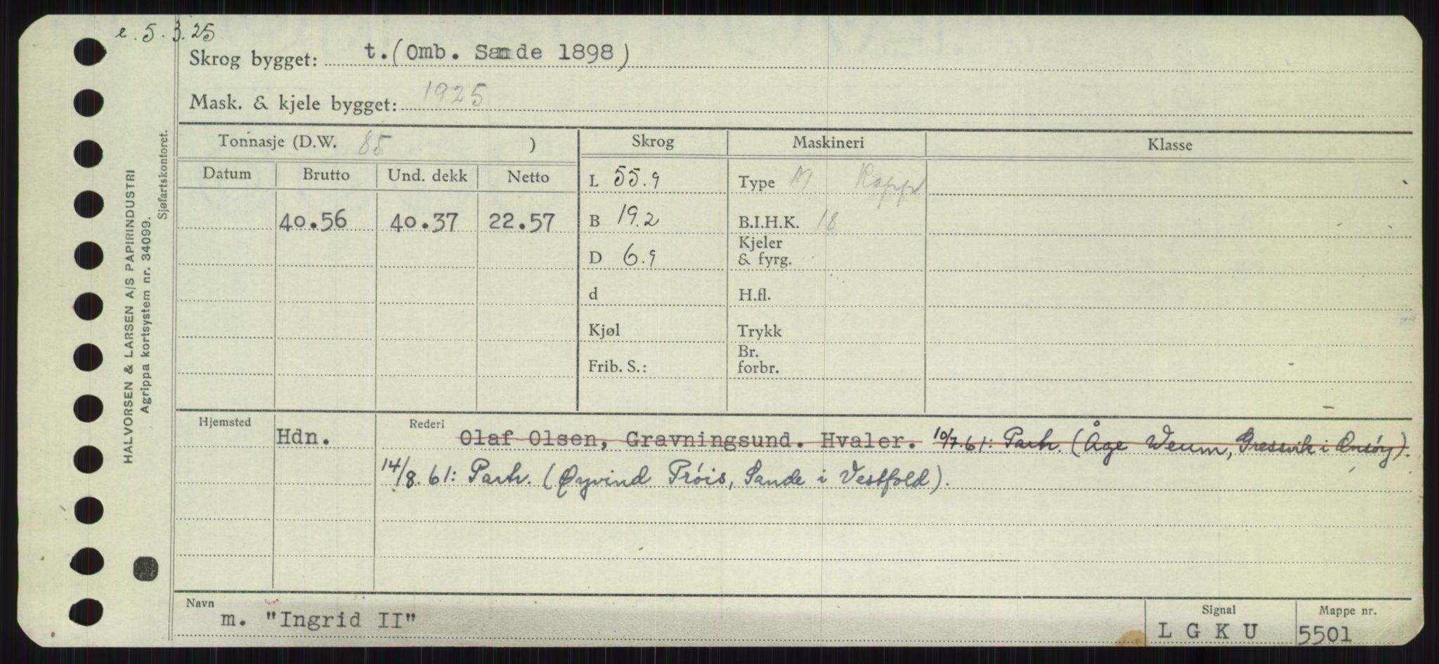 Sjøfartsdirektoratet med forløpere, Skipsmålingen, RA/S-1627/H/Ha/L0003/0001: Fartøy, Hilm-Mar / Fartøy, Hilm-Kol, p. 339