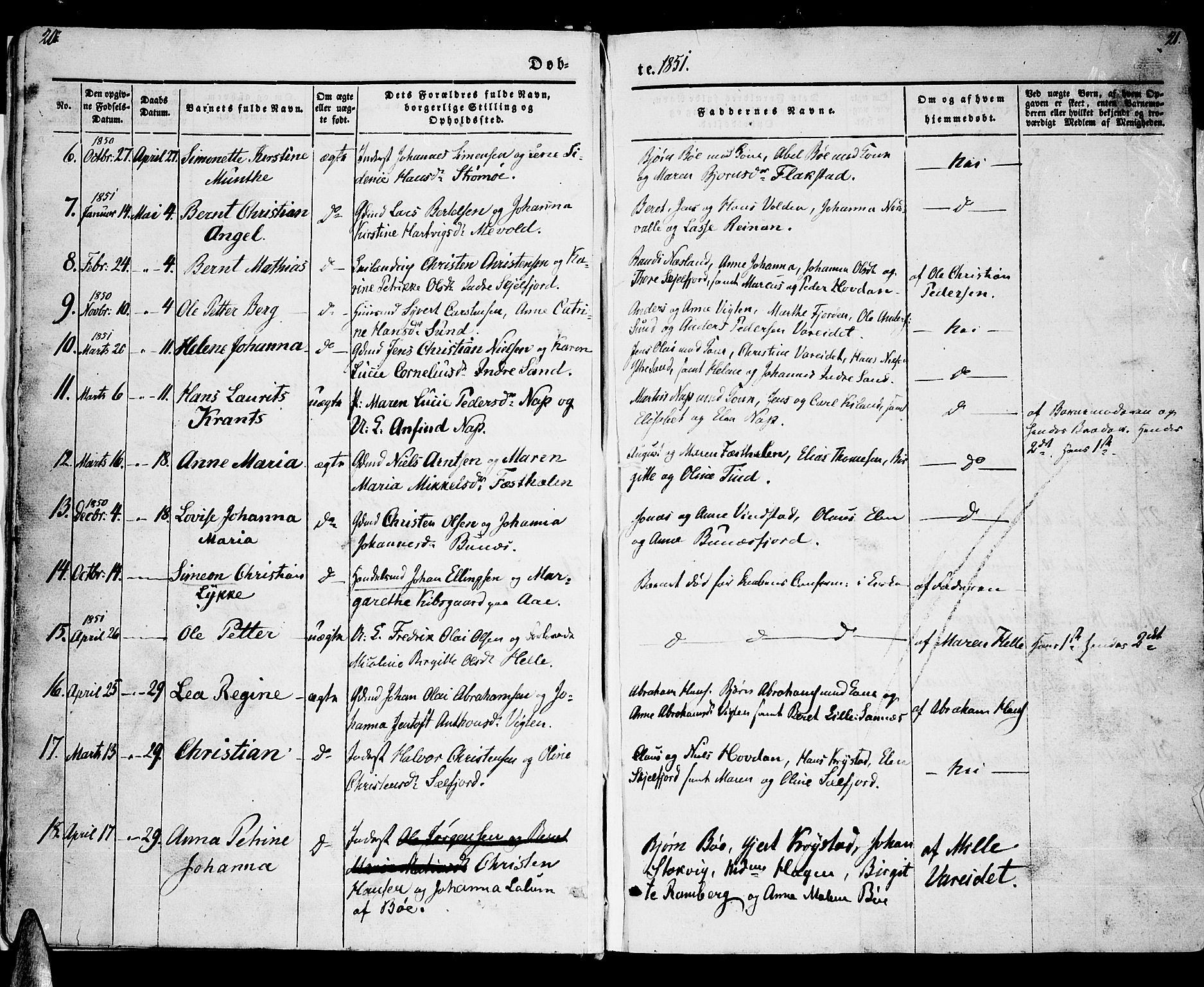 Ministerialprotokoller, klokkerbøker og fødselsregistre - Nordland, SAT/A-1459/885/L1212: Parish register (copy) no. 885C01, 1847-1873, p. 20-21